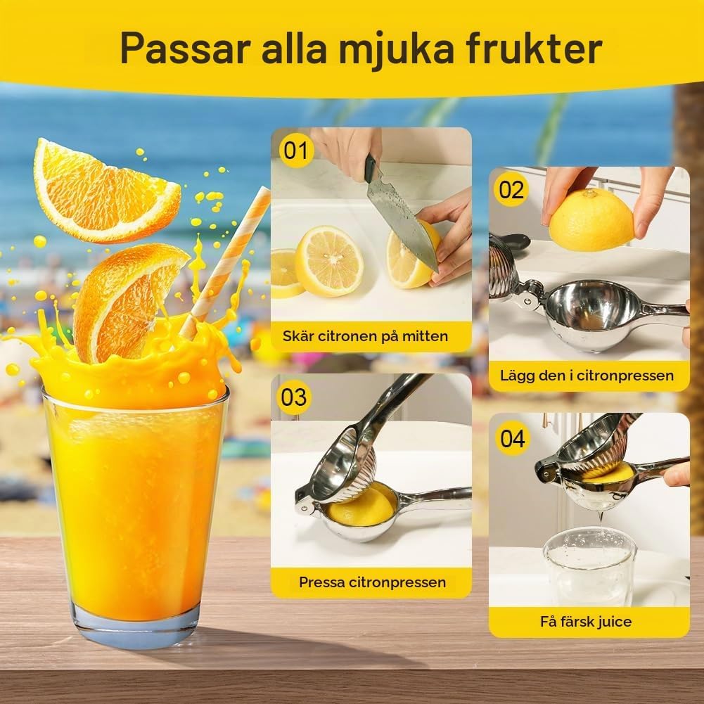 Detalle 2 de AUAUY manuell citruspress, 7 cm, i zinklegering med ergonomiskt grepp