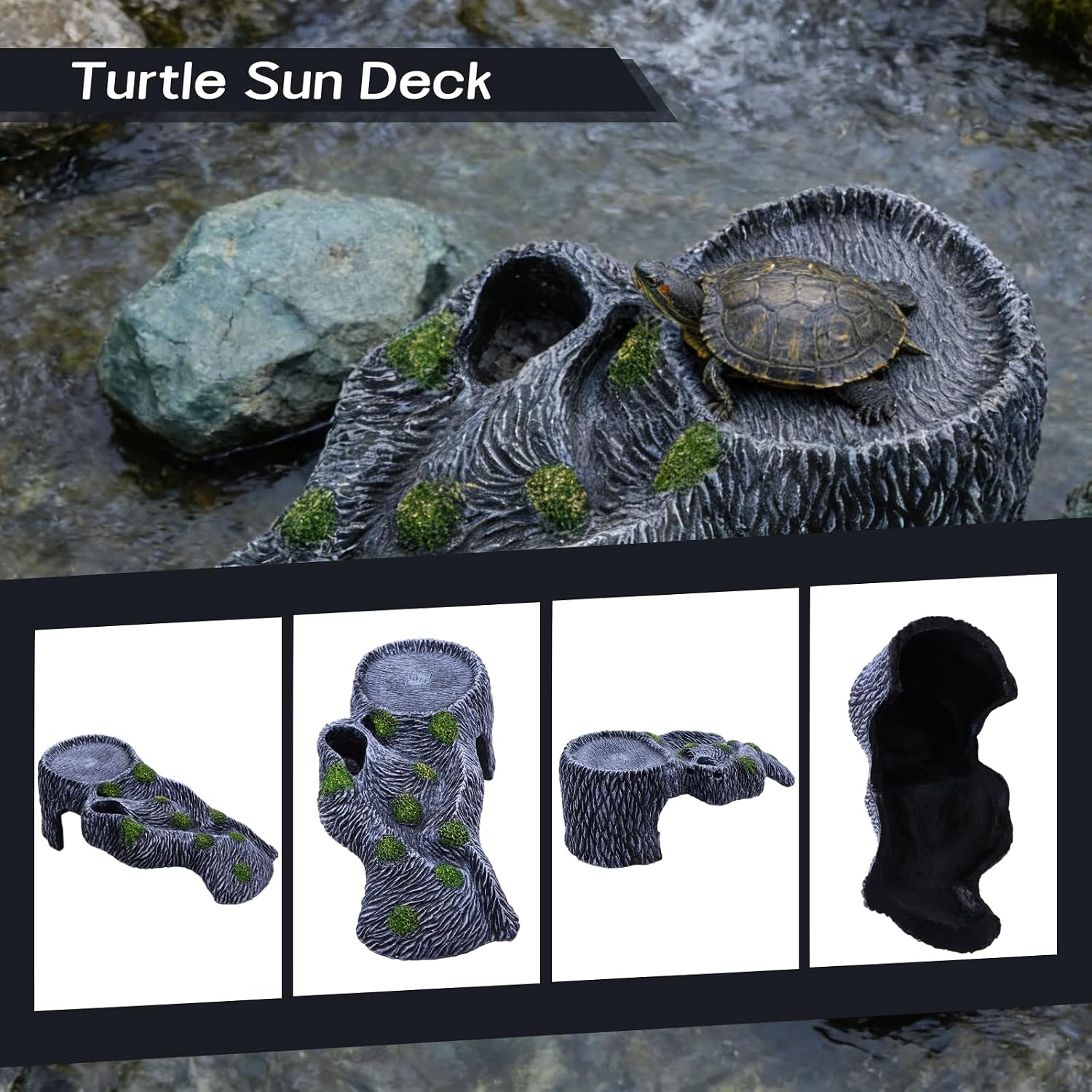 Thumbnail 6 de MC MEICHUANG Turtle Basking Platform – Resin Hideout for Turtles, Reptiles and Aquariums