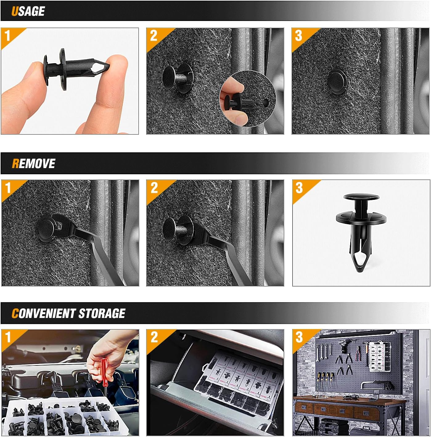 Detalle 2 de GOOACC 240PCS Bumper Retainer Clips