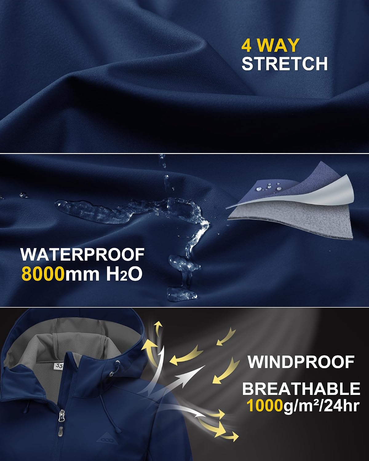 Detalle 2 de 33,000ft Damen Softshelljacke – Wasserdicht, winddicht und atmungsaktiv für Outdoor-Aktivitäten