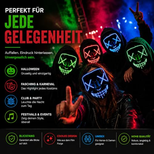 Thumbnail 1 de TK Gruppe Timo Klingler LED Scary Mask Red & Blue Mix, maschera horror con luci regolabili