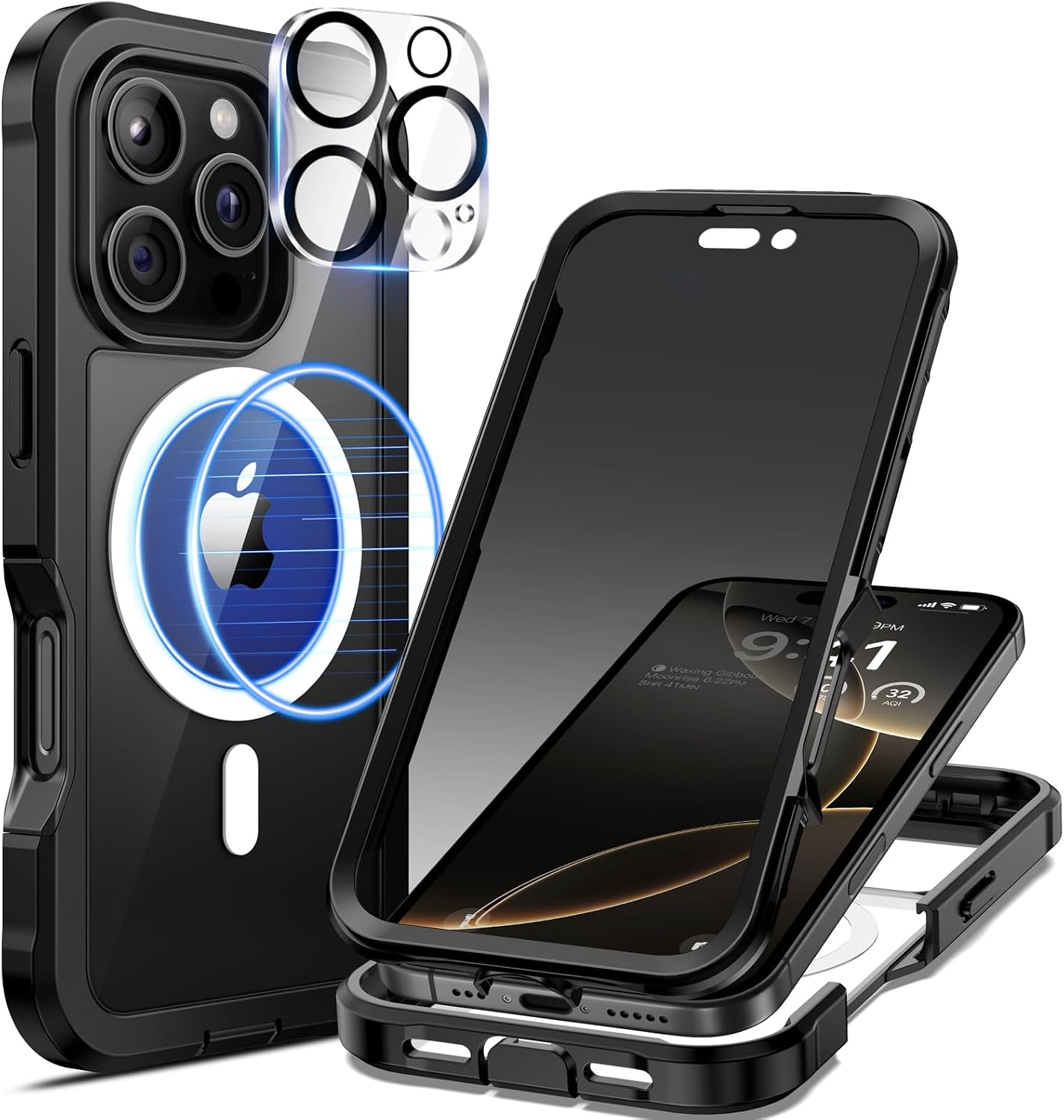 Imagen de seacosmo Magnetic iPhone 16 Pro Max Case with MagSafe privacy screen protector (Black) en OfertitasTOP