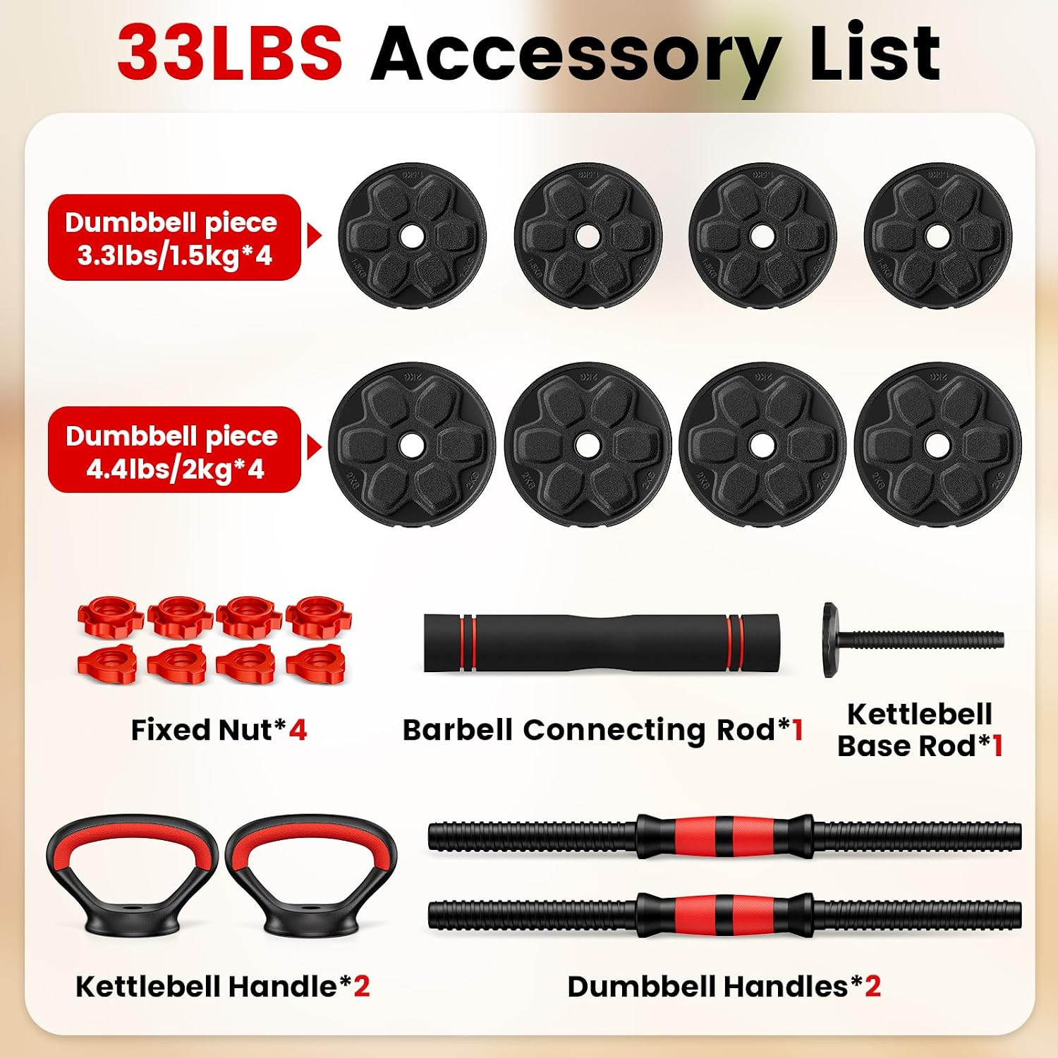 Detalle 1 de BDSHE Adjustable Dumbbell Set 90lbs