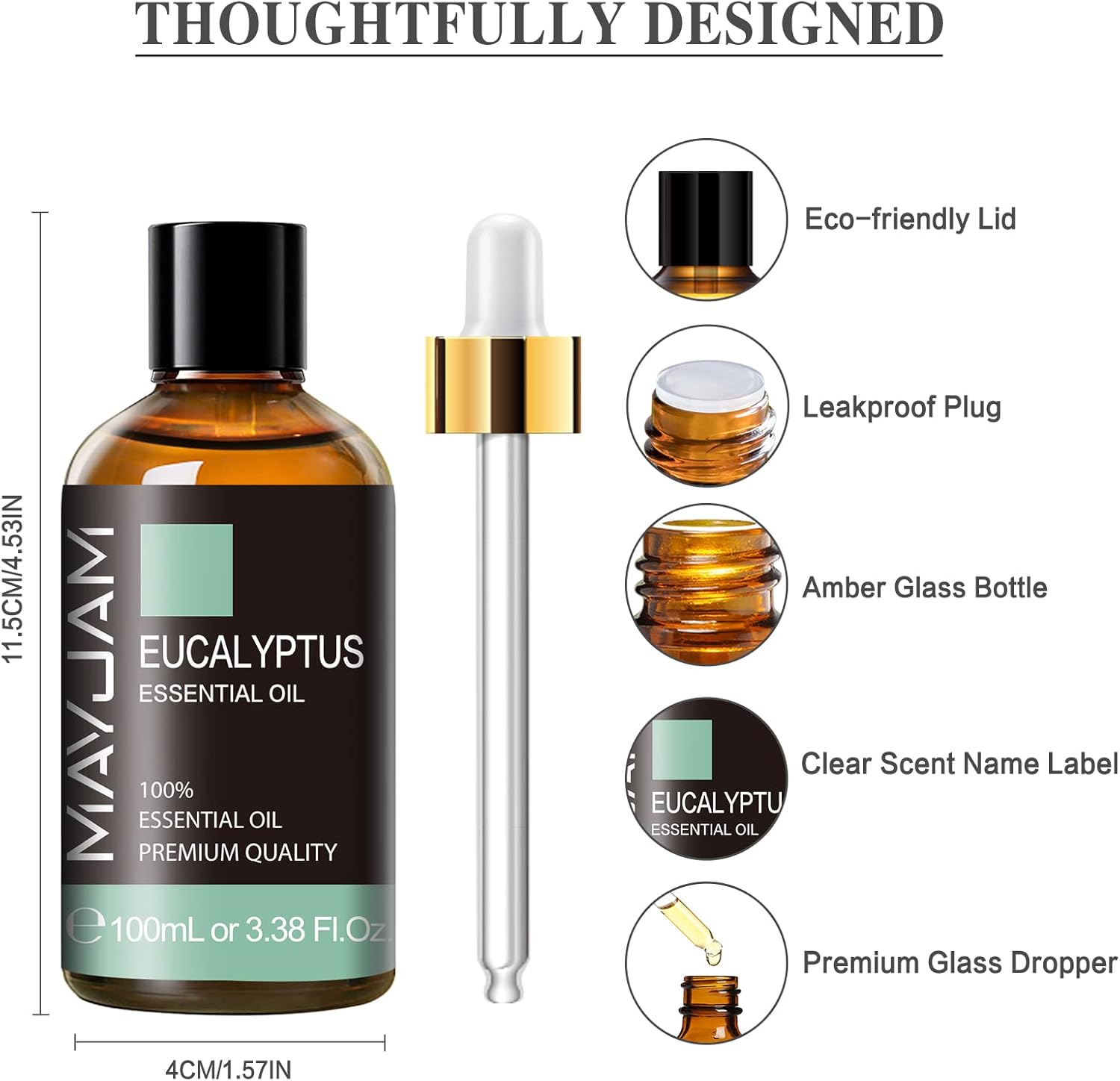 Detalle de MAYJAM Eucalyptus Essential Oil, 3.38 fl oz: Pure, Versatile Diffuser and Care Oil