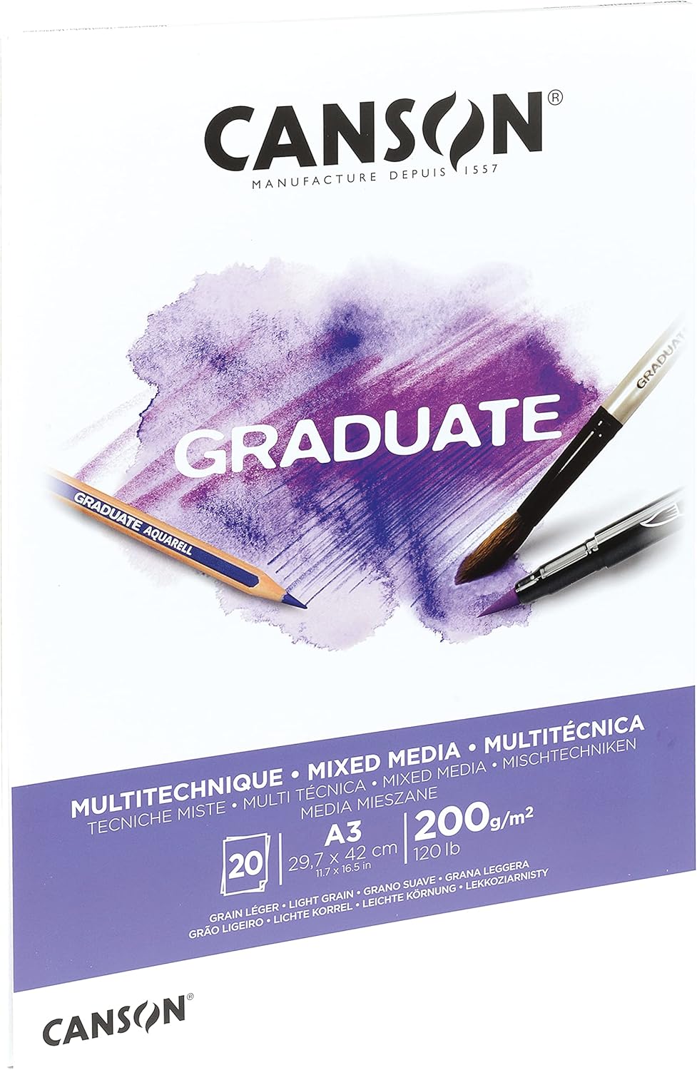 Thumbnail 1 de Bloc Canson Graduate Mixed Media A3 de papier blanc 200 g/m² (20 feuilles)