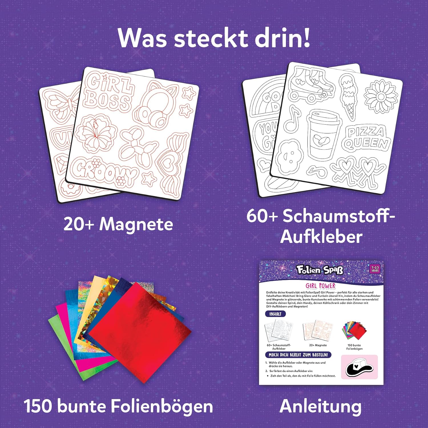Detalle de Skillmatics Folienspaß – Girl Power: DIY Folienkunst-Magnet-Set (20+ Magnete, 60+ Schaumstoff-Aufkleber, 150 Folienbögen)