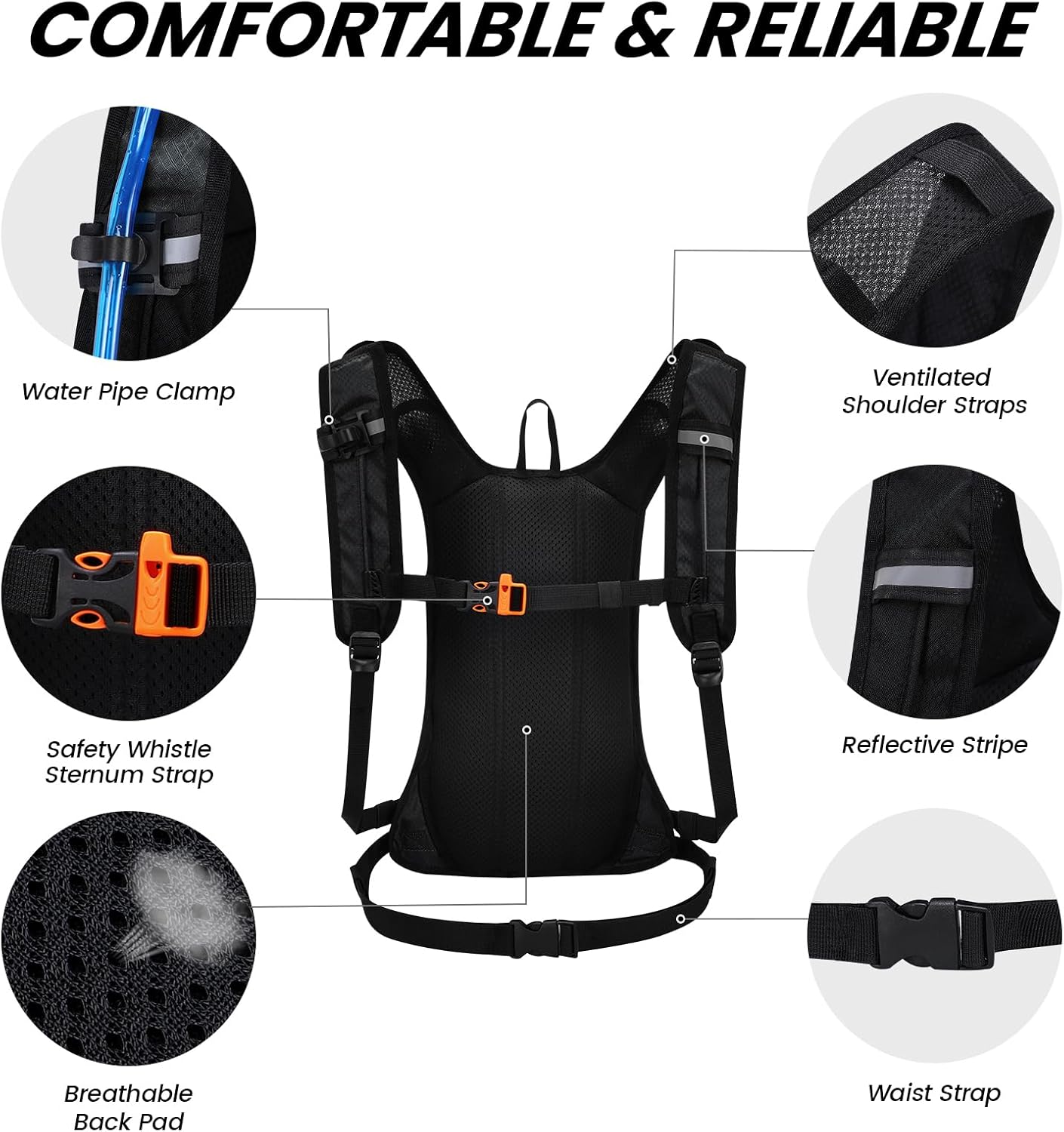 Thumbnail 4 de Nepest Hydration Pack Backpack with 2L Water Bladder — Lightweight Nylon Hydration Vest for Hiking, Running and Cycling