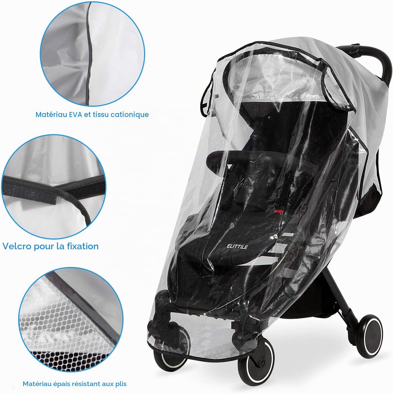Detalle de Hrzeem Habillage Pluie Universelle pour Poussette – Protection météo complète