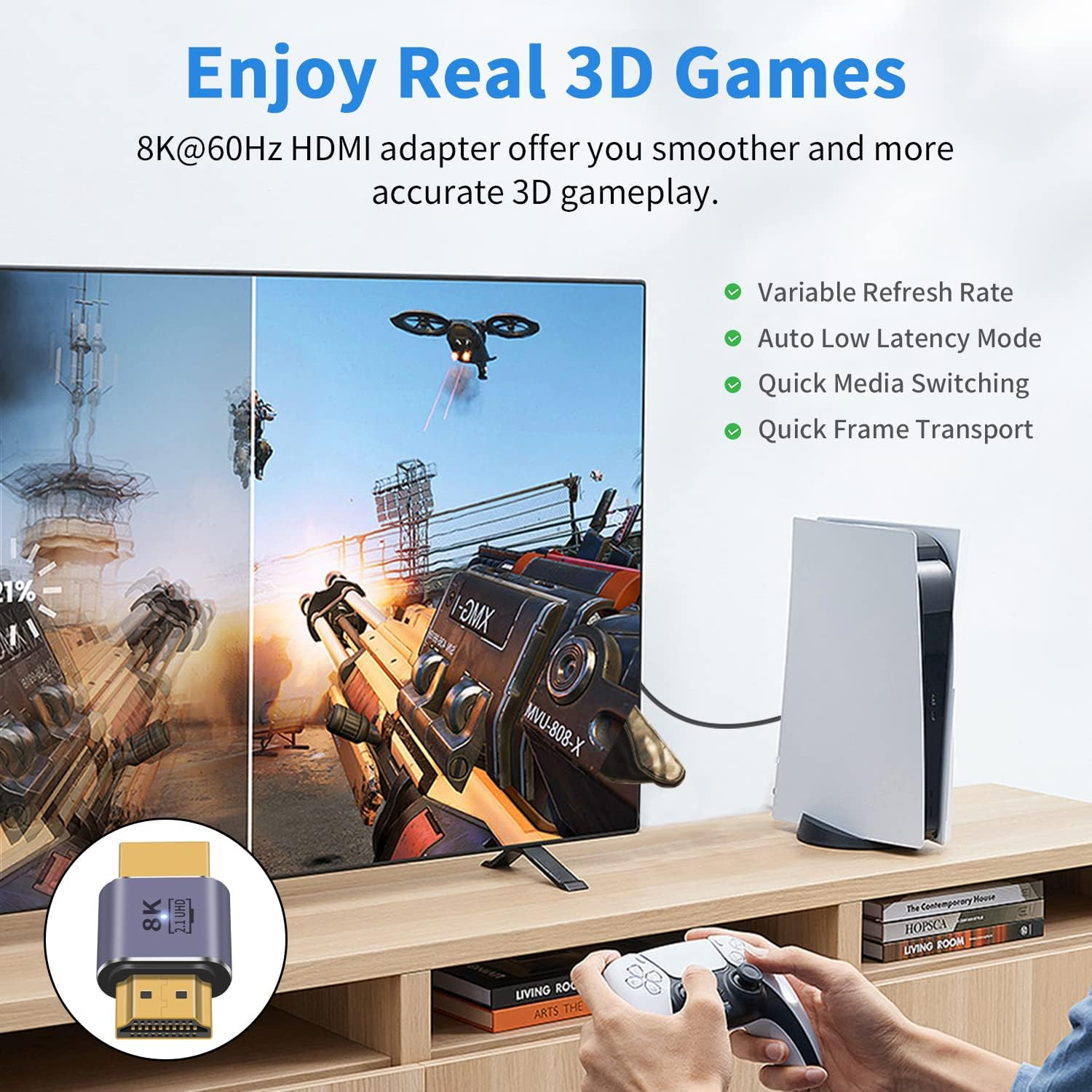 Thumbnail 4 de Maxhood 8K HDMI Male to Male Adapter (2-Pack) – HDMI 2.1, 48Gbps, 8K@60Hz / 4K@120Hz