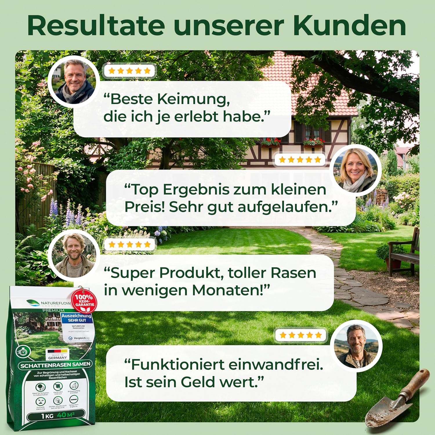 Detalle de Schattenrasen Rasensamen 1 kg – dichte Grasmischung für schattige Flächen