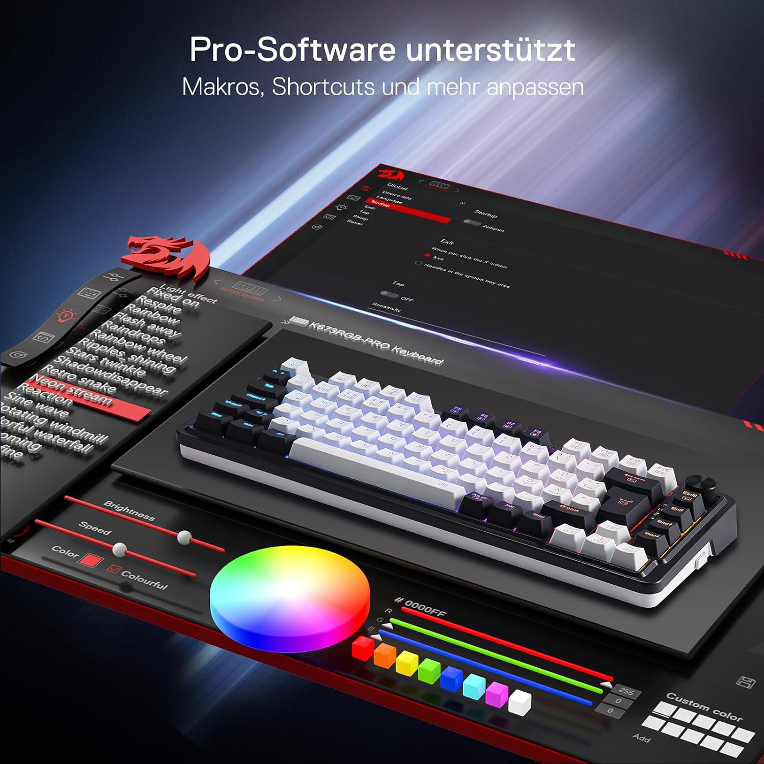 Thumbnail 6 de Redragon K673 PRO kabellose QWERTZ-Gaming-Tastatur (75% / 82 Tasten) mit Hot-Swap und Tri-Mode