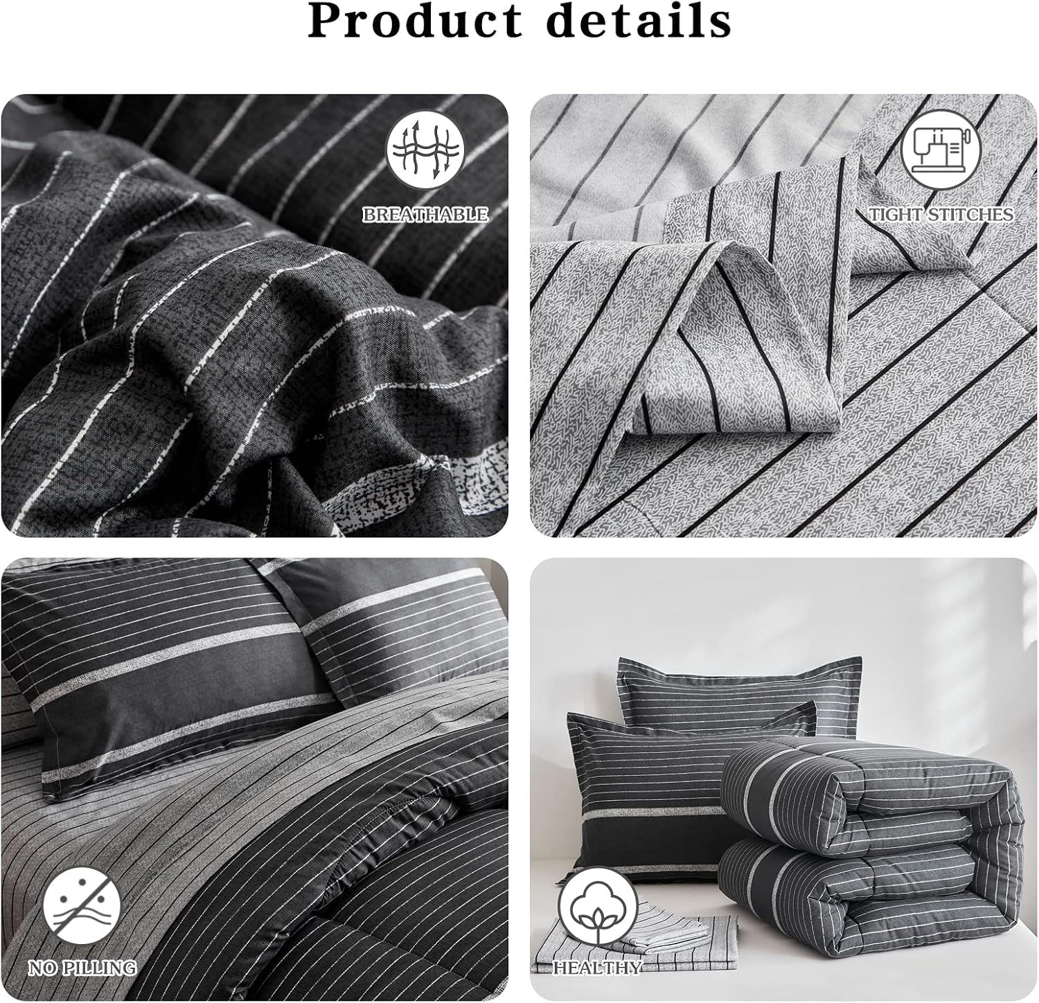 Thumbnail 4 de FlySheep D9 Boho Bed in a Bag, Queen, Reversible Striped Microfiber
