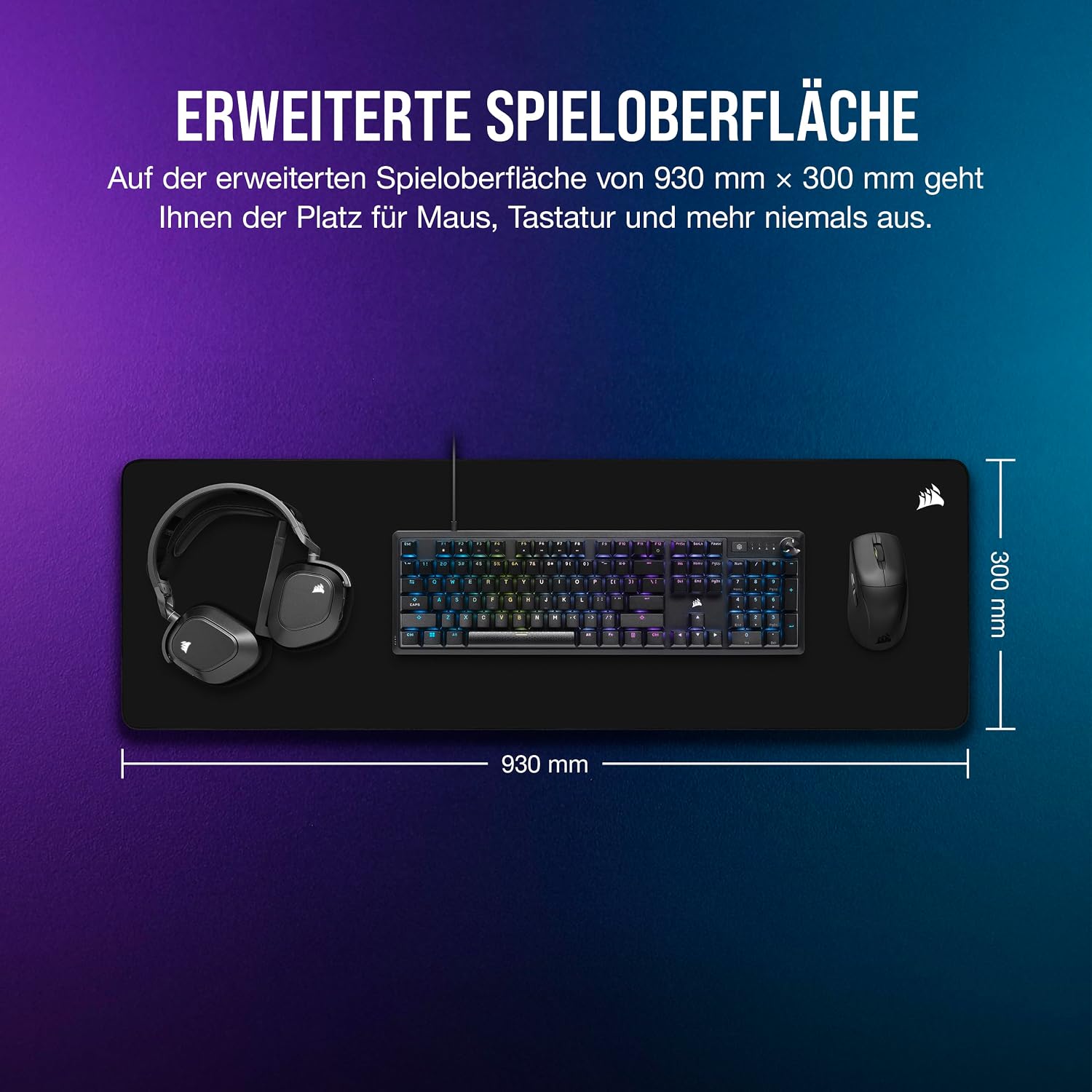 Detalle de Corsair MM500 v2 Erweitertes Hybrid-Stoff-Mauspad 93 cm x 30 cm – Schwarz