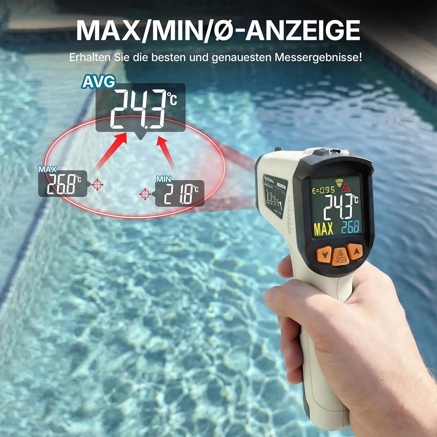 Thumbnail 6 de Infrarot Thermometer von Tilswall – -50 bis 800 °C, K-Sonde, LCD Display (nicht für Menschen)