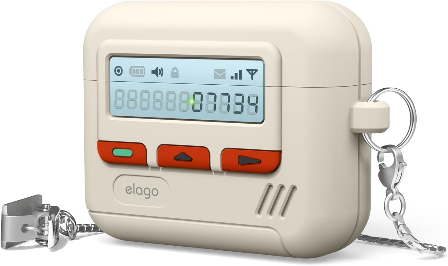 Detalle de elago Coque Pager pour étui AirPods 4e génération (blanc) avec mousqueton