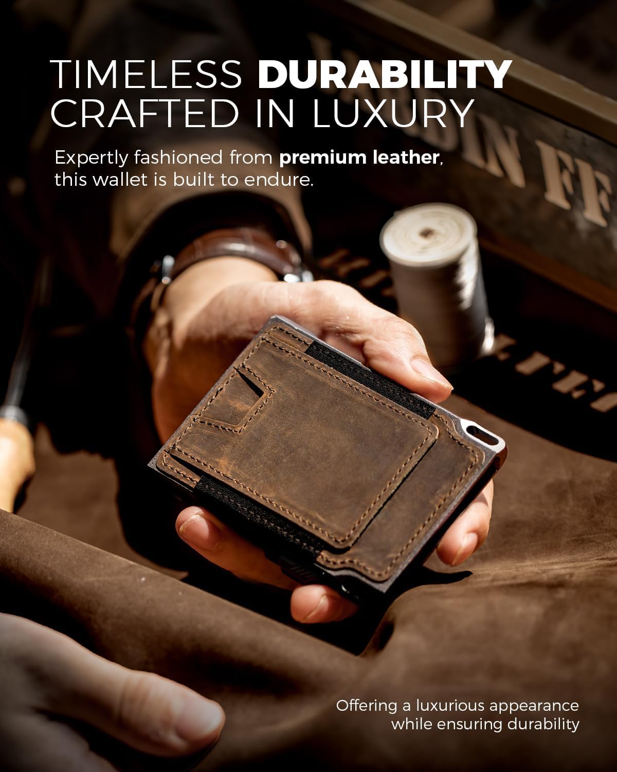 Thumbnail 1 de LORZOR Slim Tactical Wallet for Men – Minimalist Front Pocket Leather Cardholder