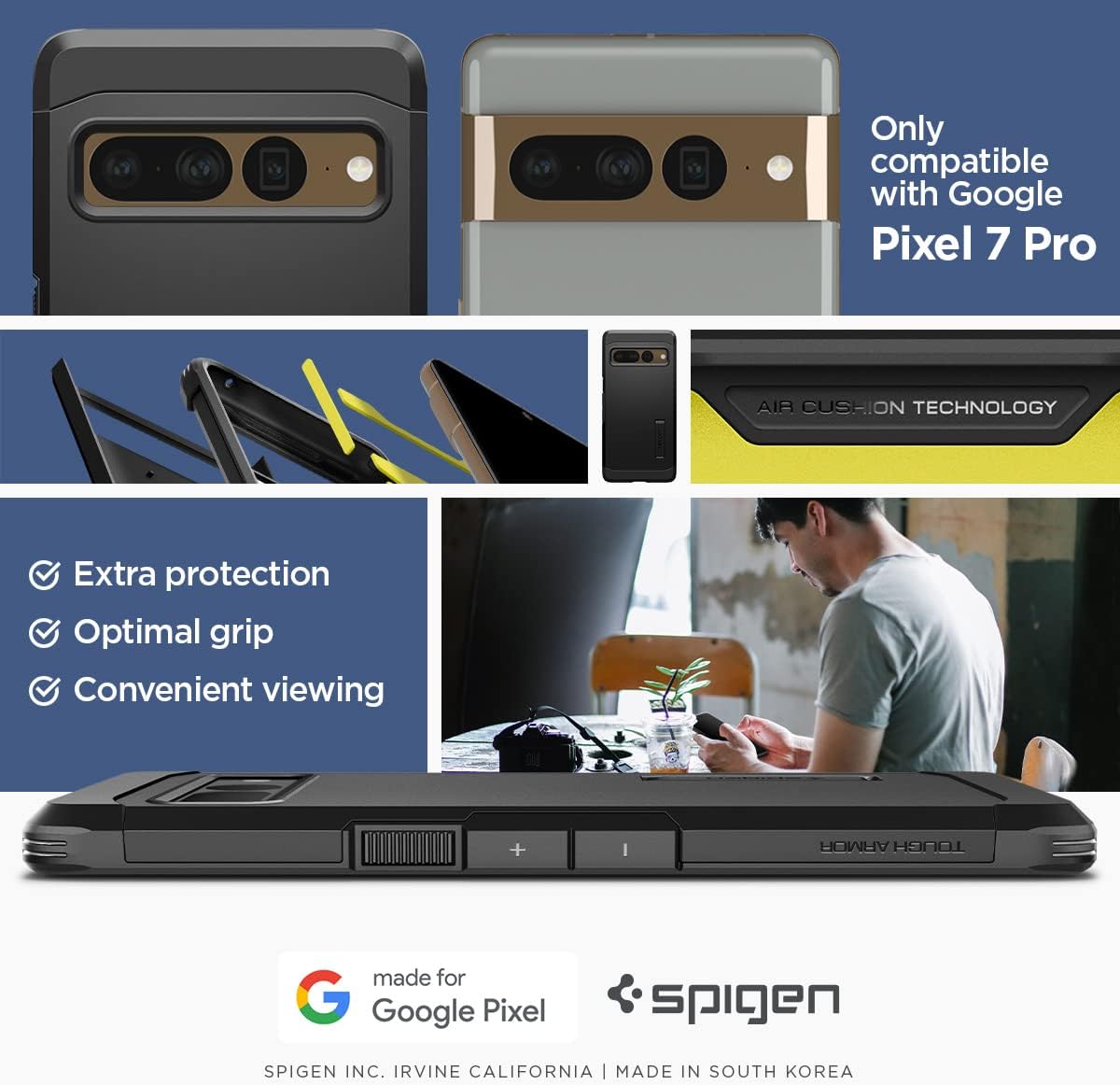 Detalle 2 de Spigen Tough Armor pour Google Pixel 7 Pro — coque noire