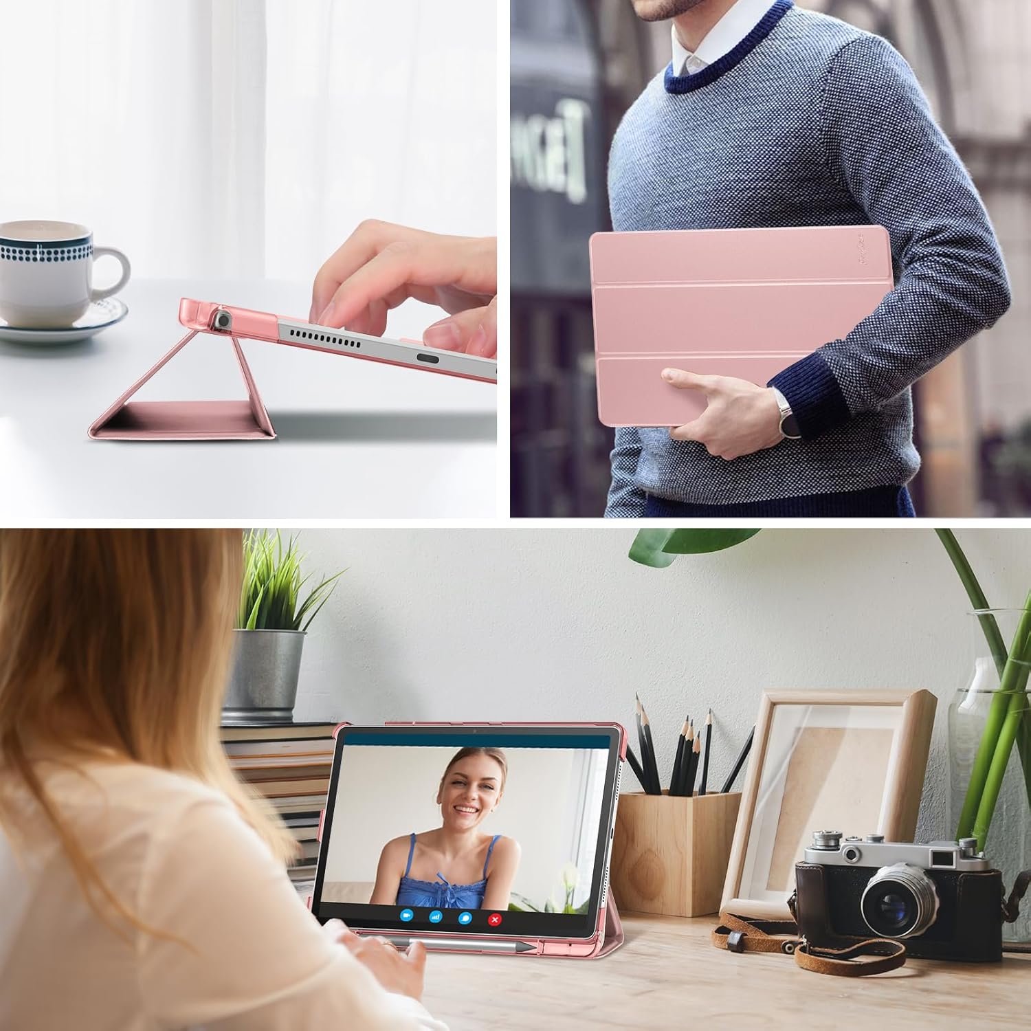 Detalle 2 de ProCase Hülle für 11" Lenovo Idea Tab 2025 (TB-336ZU/TB-336FU) – Smart Cover Schutzhülle in Rosa