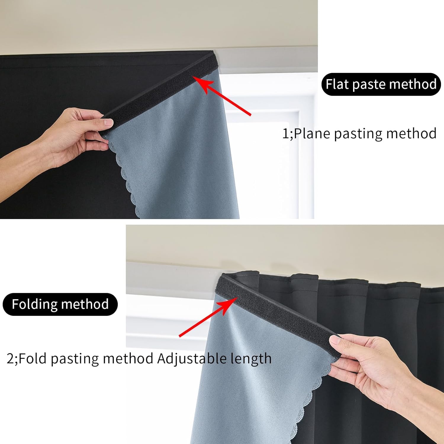 Thumbnail 3 de AJAZZ Self Adhesive Curtains 100% Blackout Shades – 59" W x 96" L, Black, 1 Panel