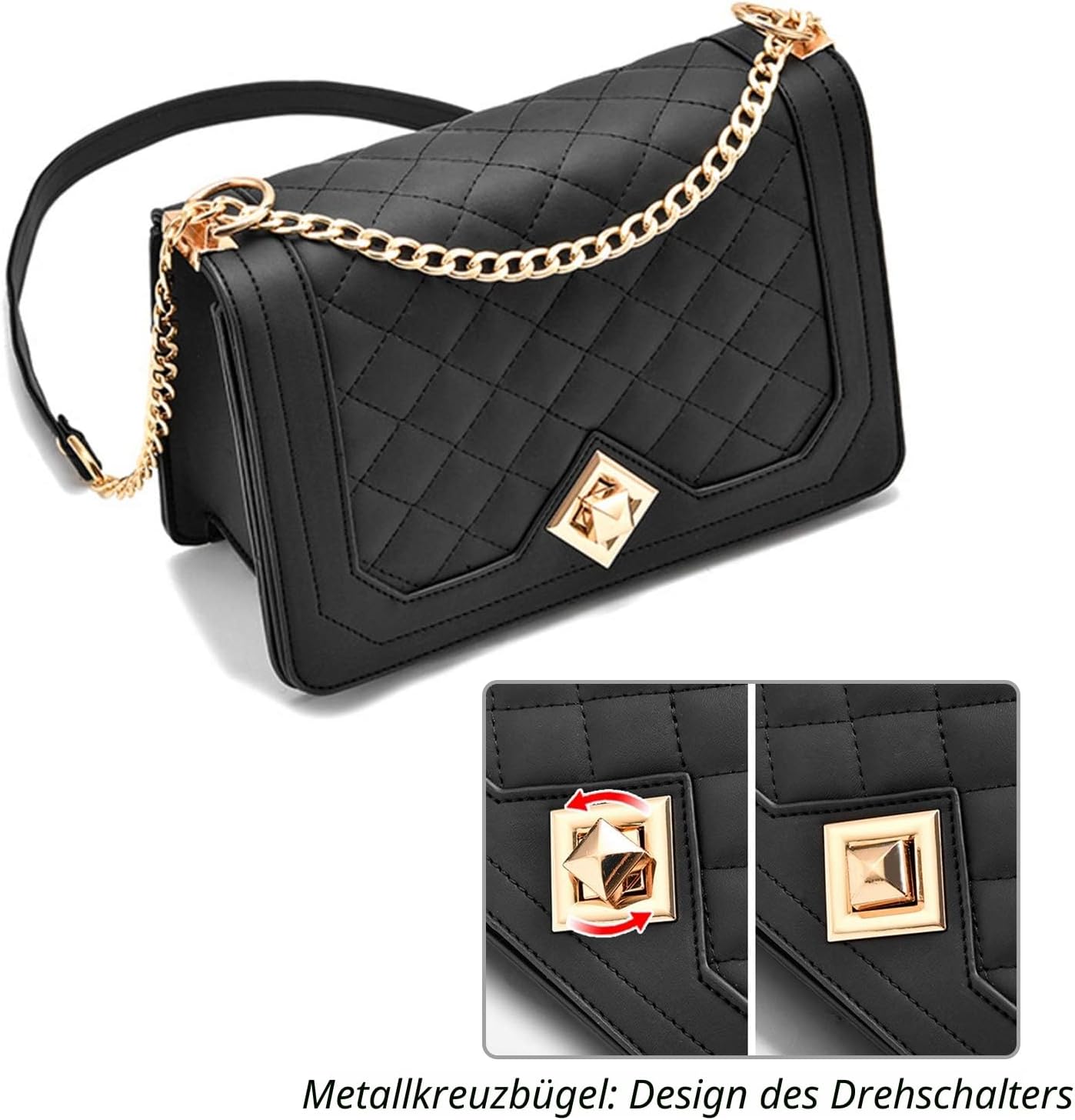Thumbnail 6 de Travistar Damen Umhängetasche klein mit Ketten-Schulterriemen (Crossbody) – 23 x 15 x 9 cm