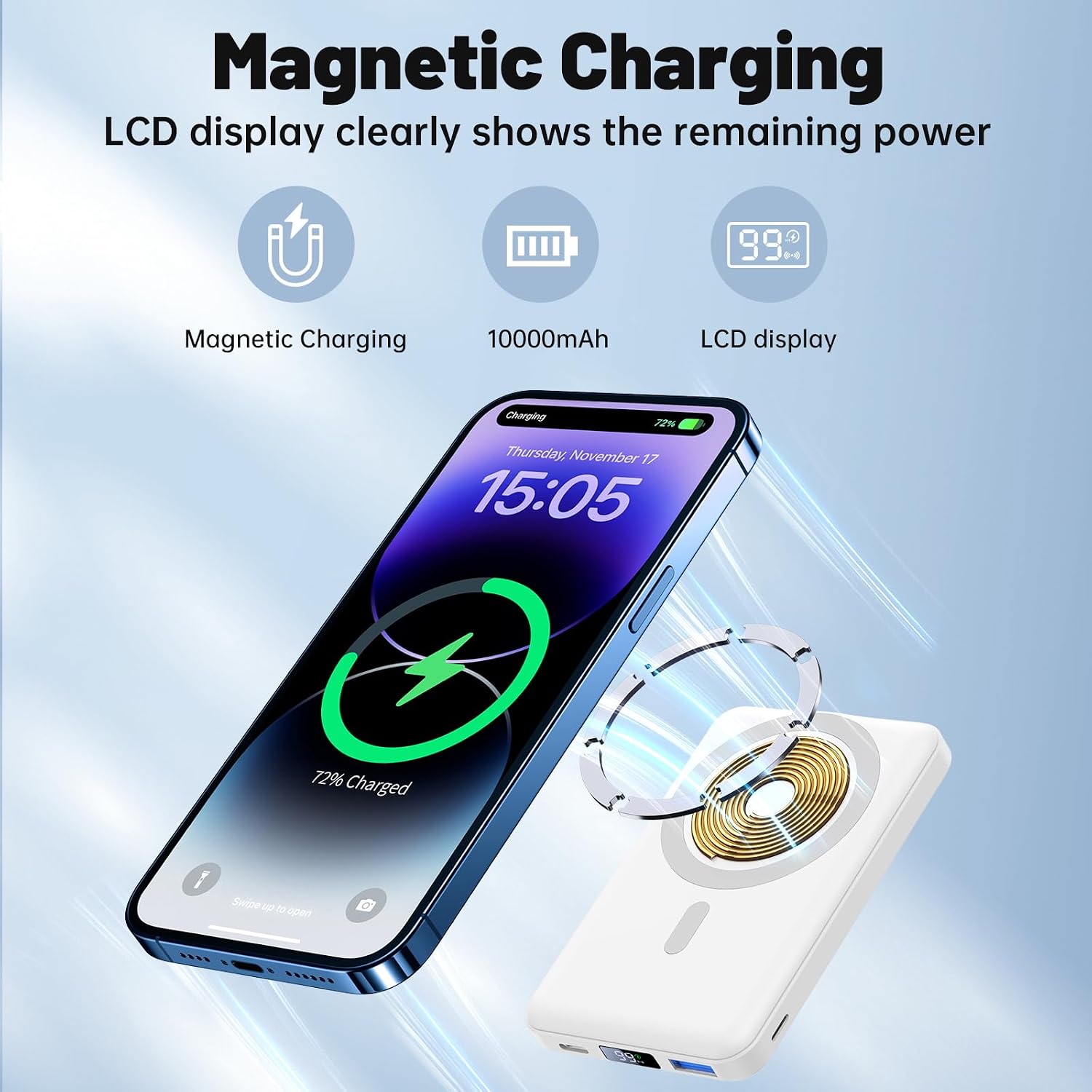 Thumbnail 4 de YAGOPAL 10000mAh Wireless Mag-Suction Power Bank with PD 22.5W (iPhone 12–16 series)