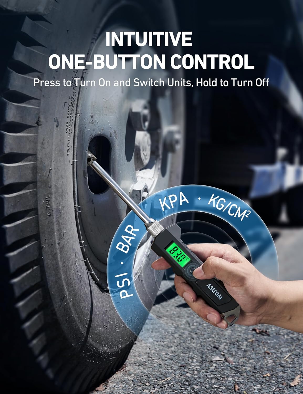 Detalle de AstroAI Digital Tire Pressure Gauge 230 PSI