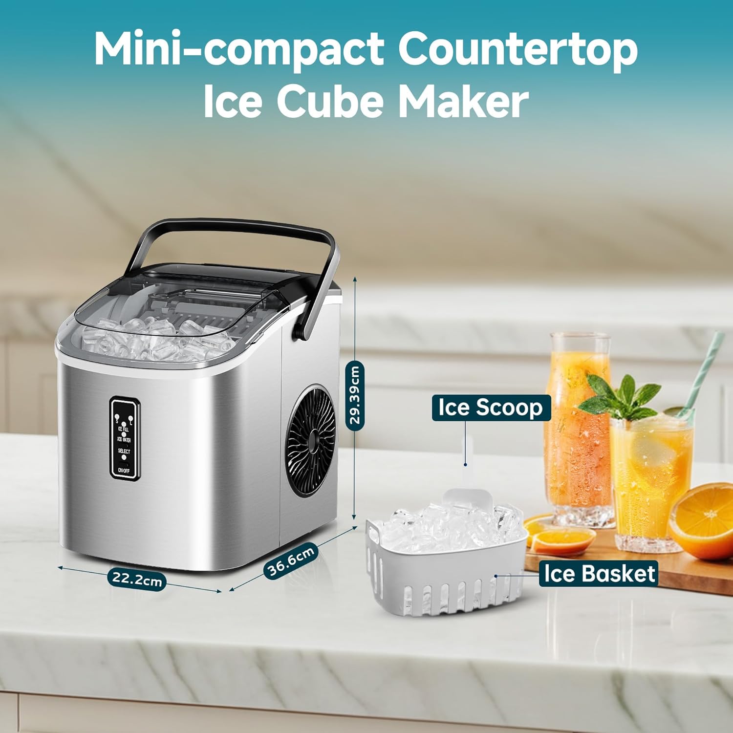Thumbnail 6 de EUHOMY Ice Maker Machine with Self-Cleaning – 12 kg/Day, 2 Cube Sizes, Portable Countertop