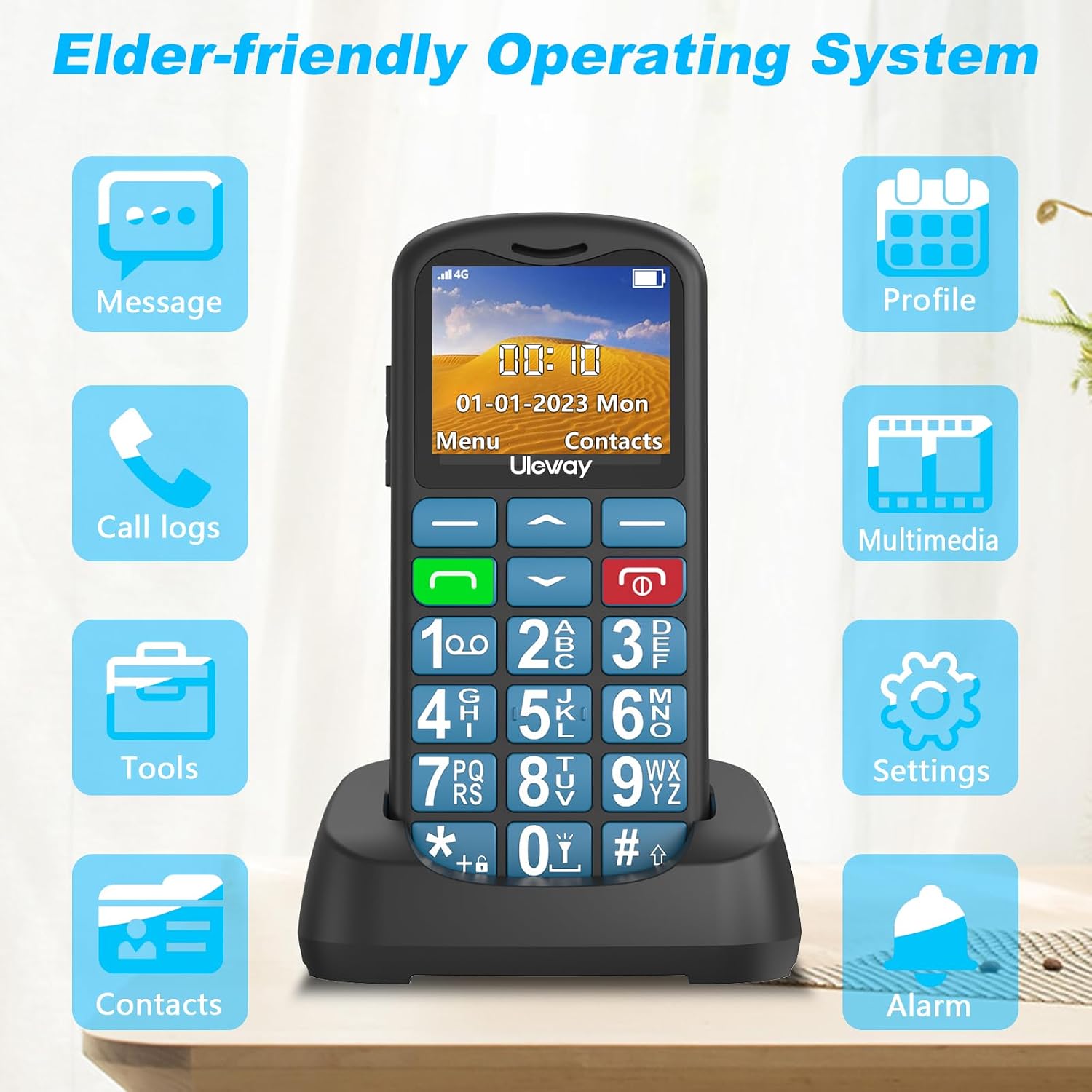 Detalle de USHINING 4G Senior Mobile Phone with SOS Button