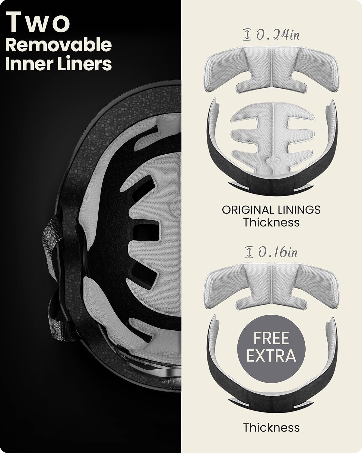 Detalle de OutdoorMaster Skateboard Cycling Helmet with Two Removable Liners