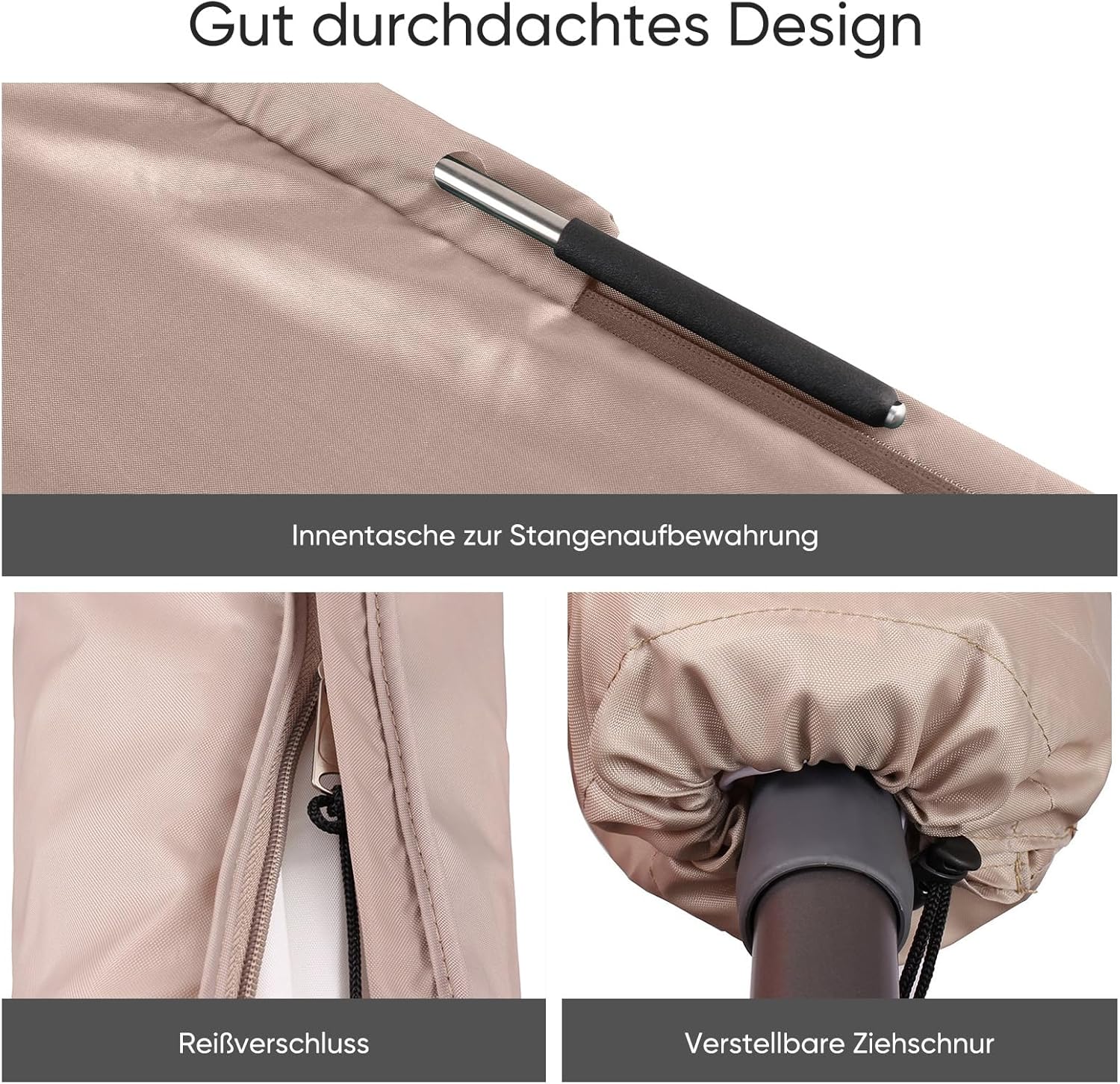 Thumbnail 5 de Sekey Housse de Parasol avec Tige et Capuchon – Ø350 cm / 200x300 cm, Polyester étanche