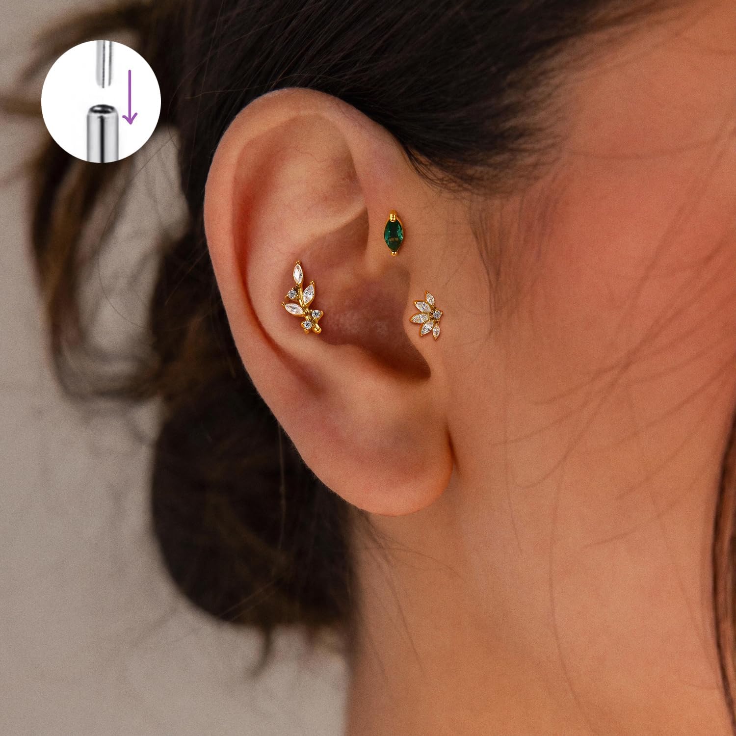 Detalle de TBVZTLY Cartilage Piercing Jewelry in Titanium