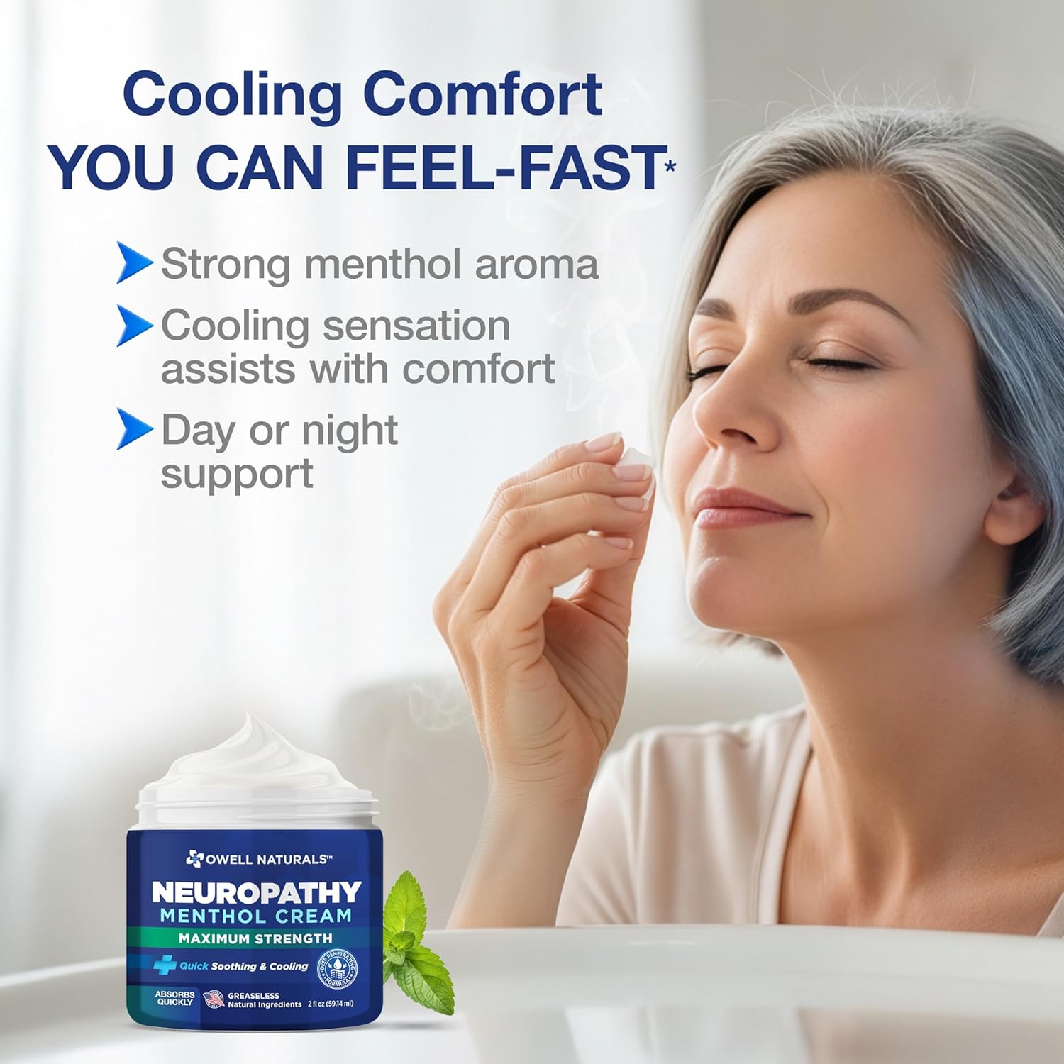 Thumbnail 3 de Owell Naturals Neuropathy Cream Extra Strength – Fast Absorbing Cooling 2-Pack