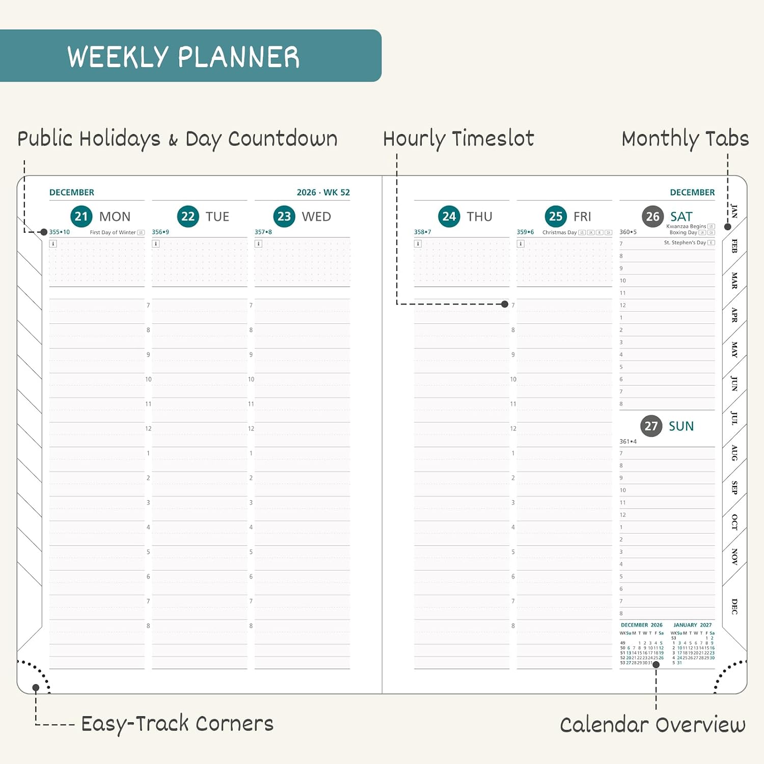 Thumbnail 2 de BEZEND BZ-P280C01L-27-MG 2027 Weekly and Monthly Planner, 8.5 x 11