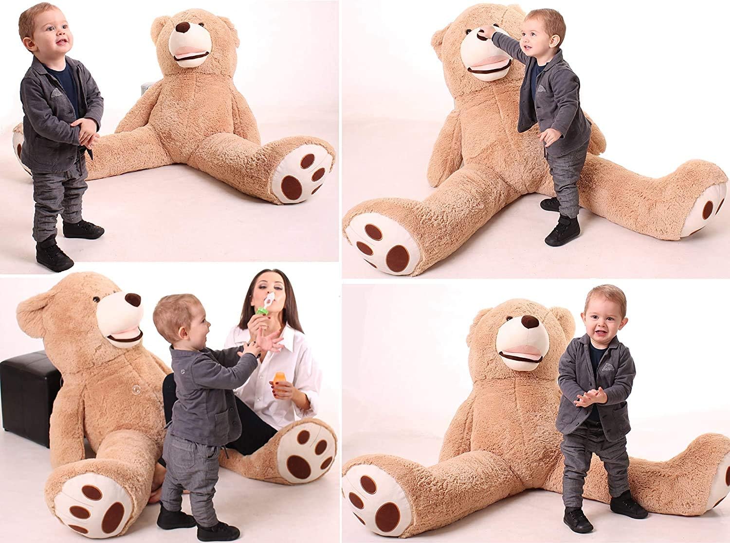 Detalle 1 de MAKOSAS teddybeer 130 cm, bruine pluche knuffel van polyester