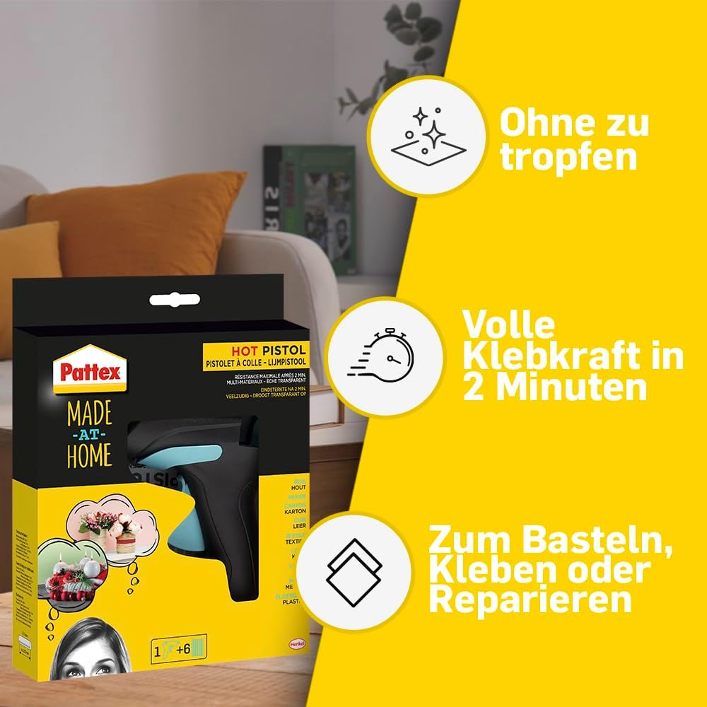 Thumbnail 2 de Pattex Made at Home Heißklebepistole – Set mit 1 Pistole und 6 Klebesticks (11 mm)
