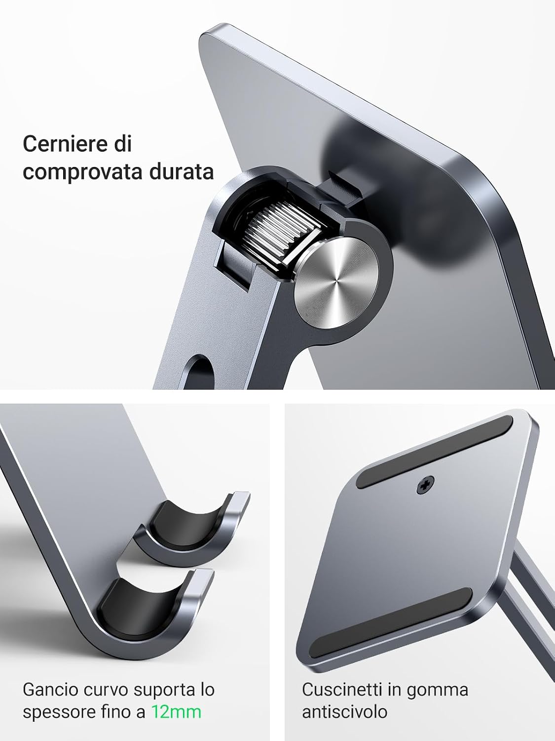 Detalle de UGREEN Supporto Tablet Pieghevole da Tavolo in Alluminio (compatibile fino a 12,9")