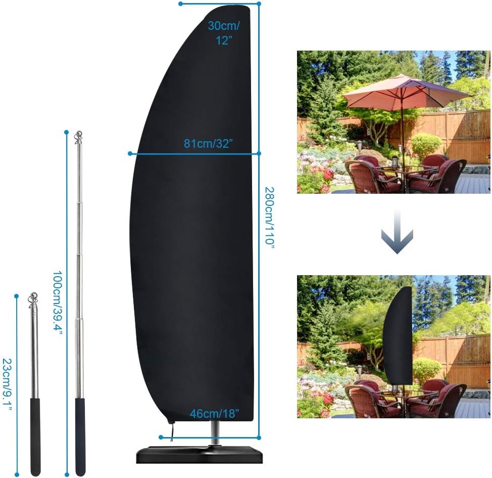 Detalle 2 de Parasol Cover for Cantilever Umbrellas: Waterproof, Windproof, Heavy Duty 210D Oxford Fabric (XL Size)