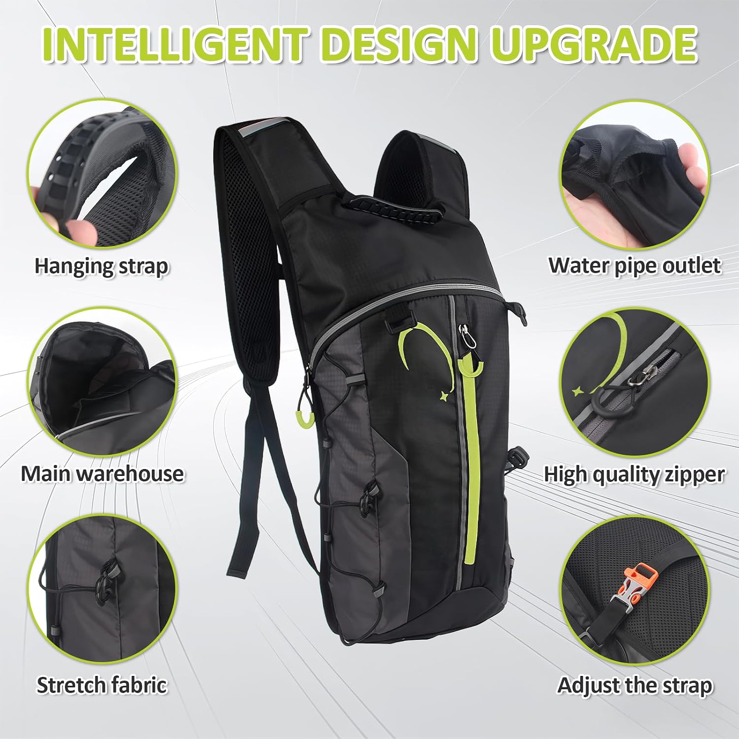 Detalle de Esoes Running Vest for Women and Men with Water Bladder – Lightweight 5L Hydration Pack (Black)