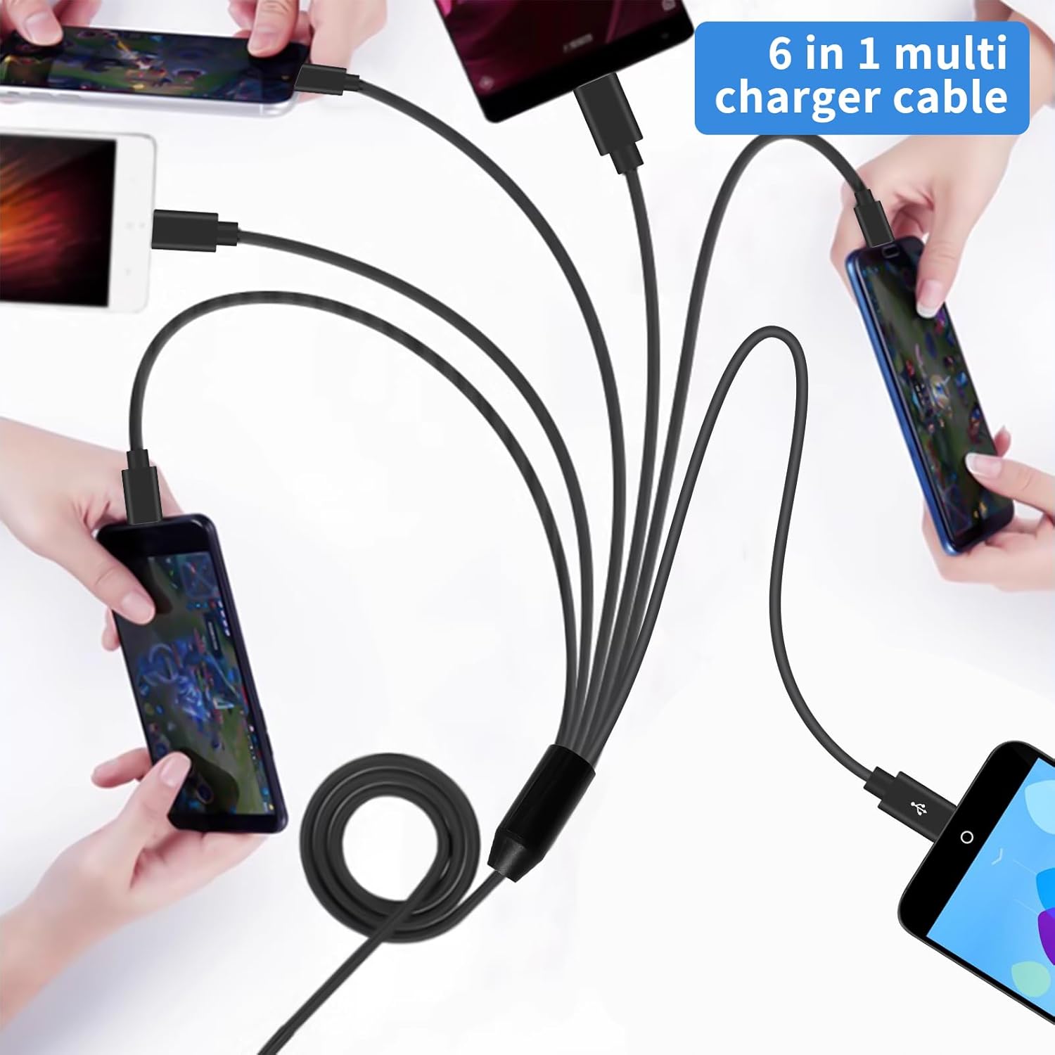 Thumbnail 2 de Maxhood 6-in-1 USB-C Splitter Cable (USB 2.0 Type A to 6 Type-C) with 3A Fast Charge, 1.5ft