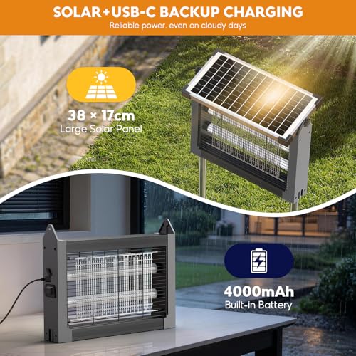 Detalle de Anysun Destructeur d'Insectes Solaire: Lampe Anti Moustique Extérieur 4500V
