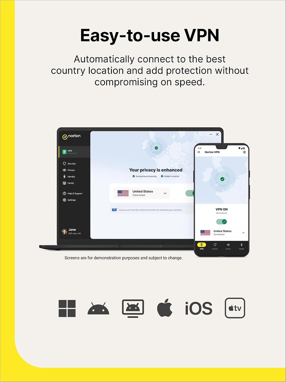 Detalle 2 de Norton VPN Standard for Up to 5 Devices, with Auto-Connect and Location Switching