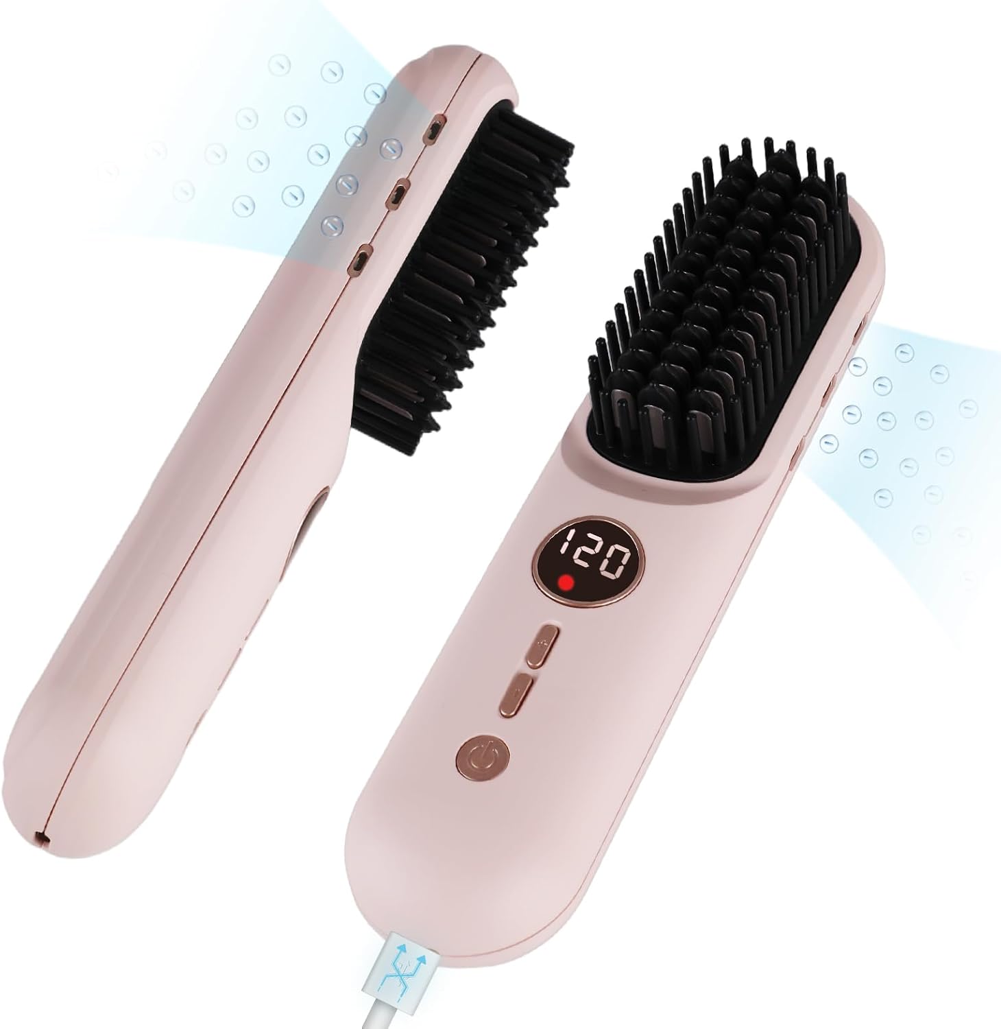 Detalle de TANSHINE Cordless Hair Straightener Brush 6000mAh 💇♀