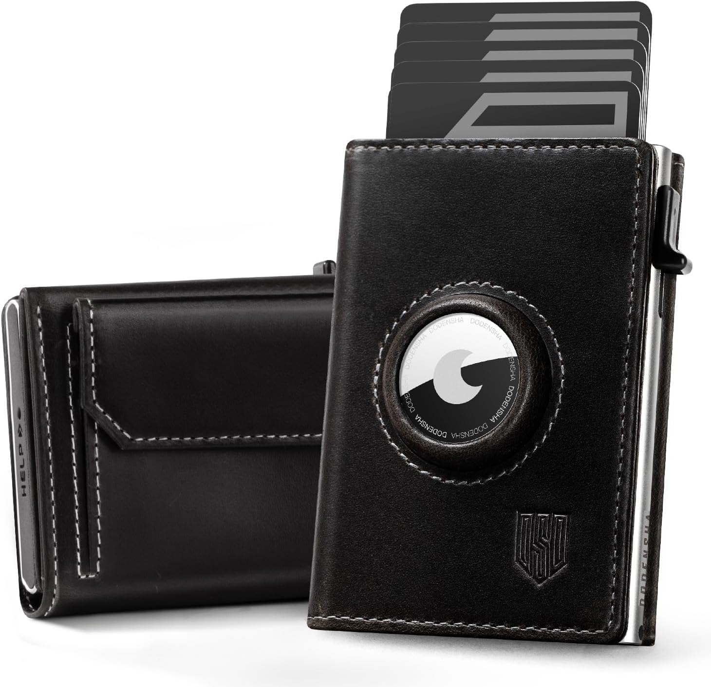 Detalle de DODENSHA Airtag Portefeuille pour homme XL – MagSnap, RFID et compartiment monnaie, 8–10 cartes