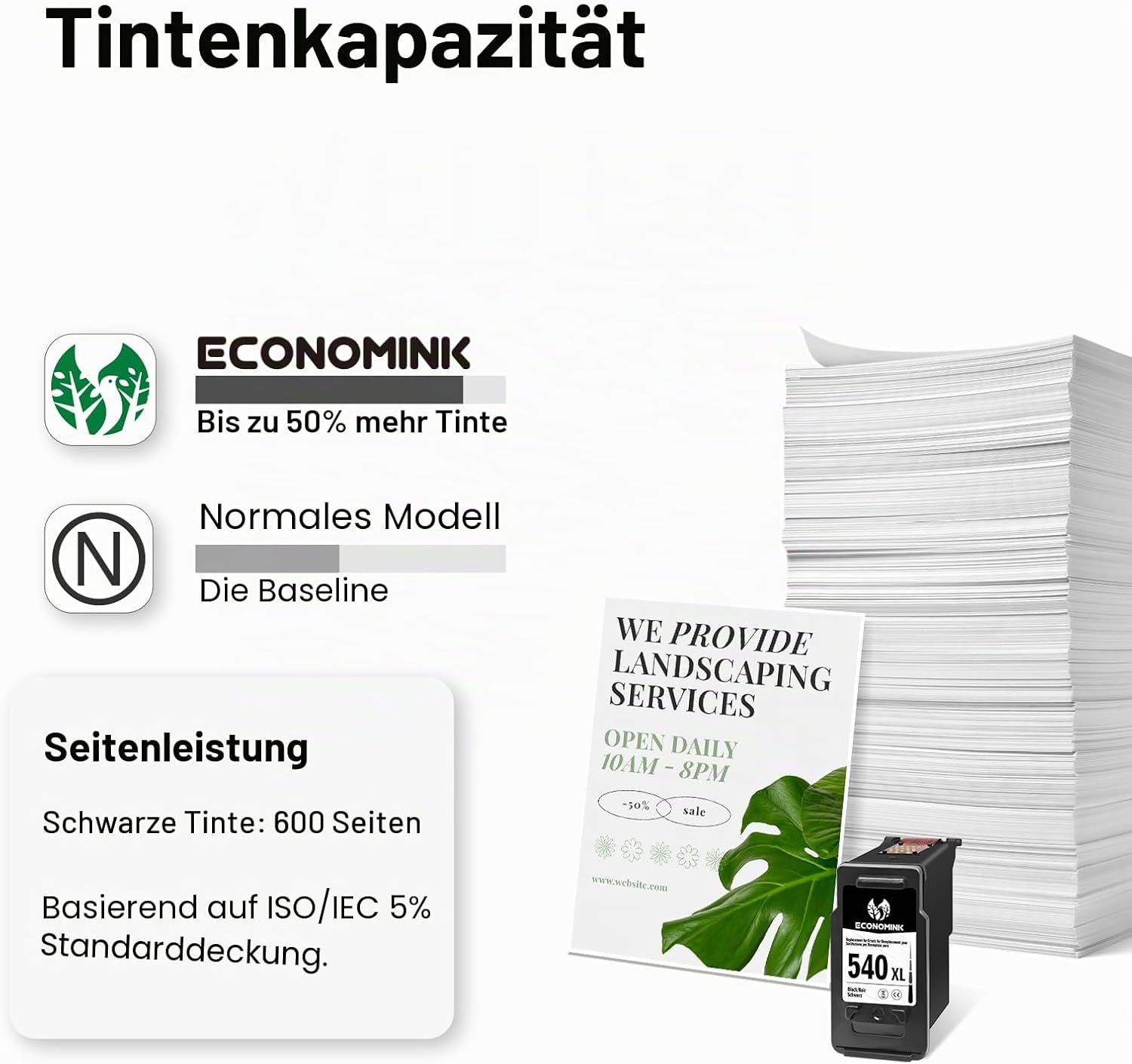 Detalle de Economink PG 540 Schwarz kompatible Druckerpatrone für Canon