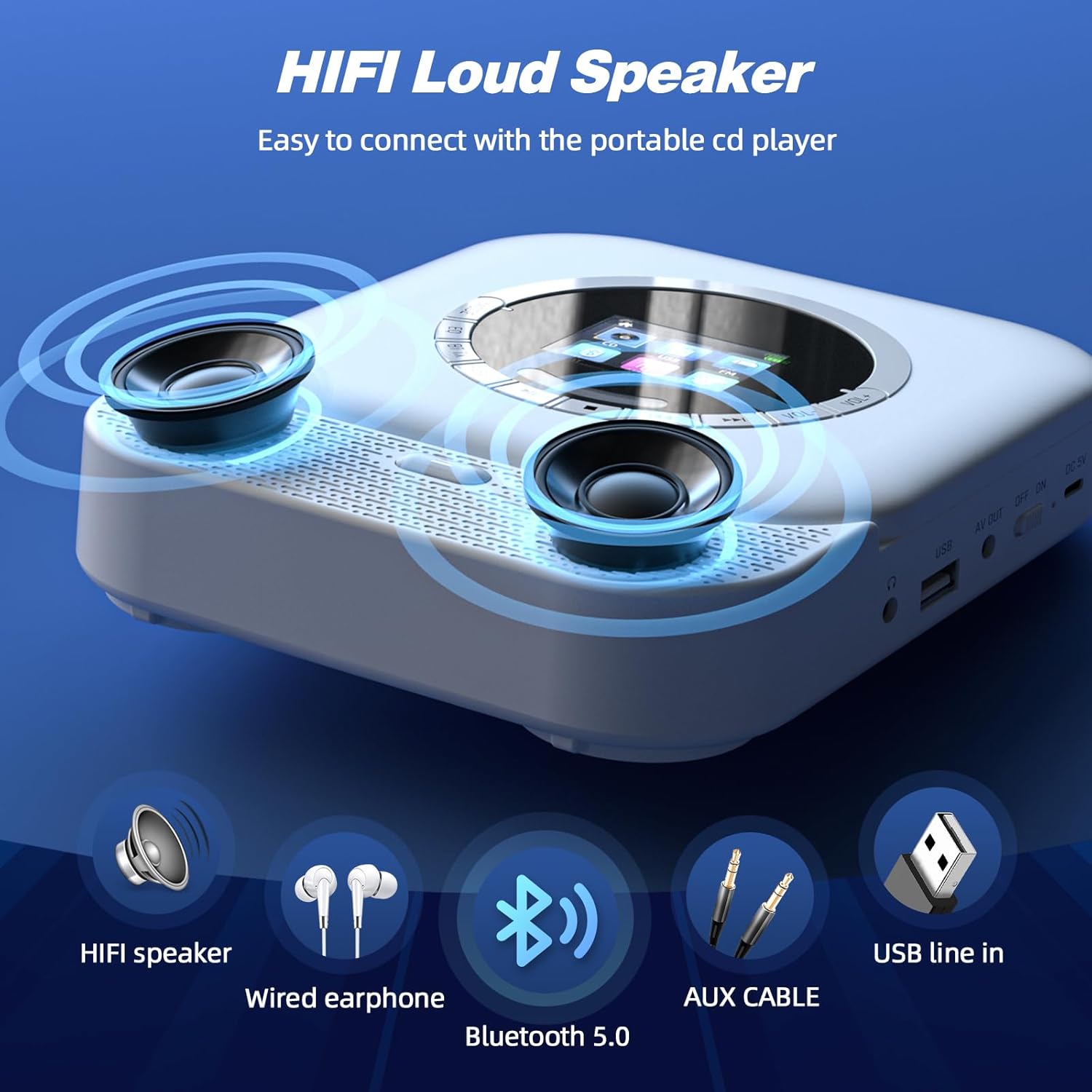 Detalle 2 de Arafuna Lettore CD Portatile Bluetooth 32 GB