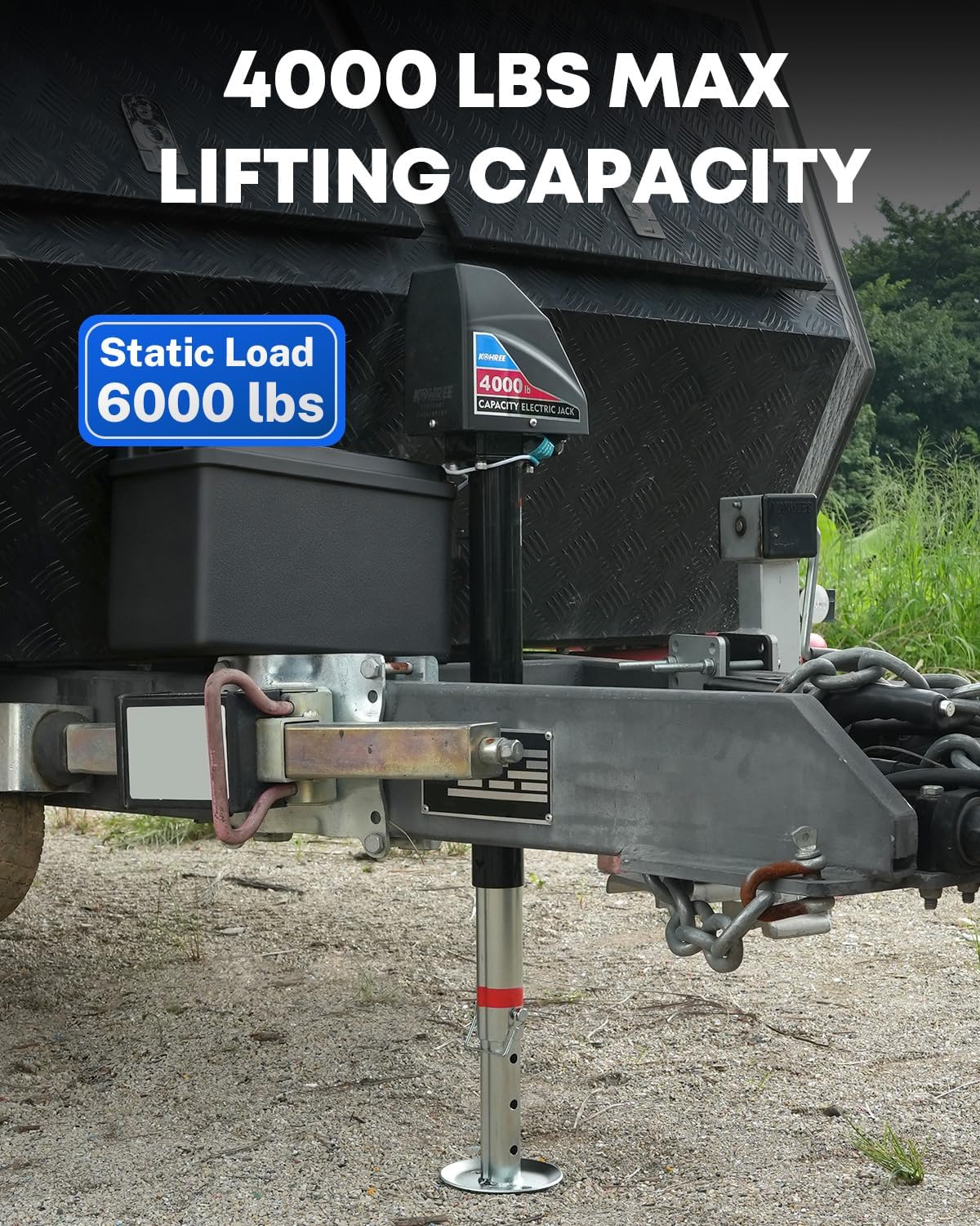 Detalle de Kohree Electric Trailer Jack 4000lbs for A-Frame Campers: Heavy Duty RV Tongue Jack