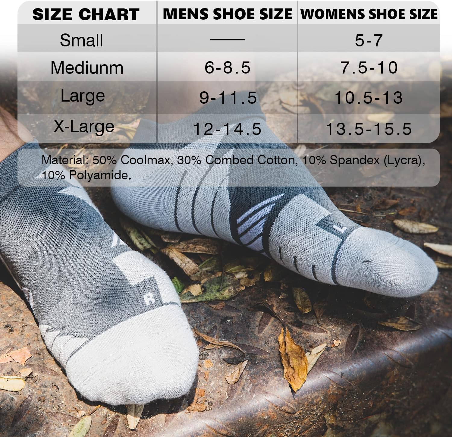 Detalle de Hylaea No Show Running Athletic Anti-Blister Socks with Wicking Coolmax and Seamless Toe