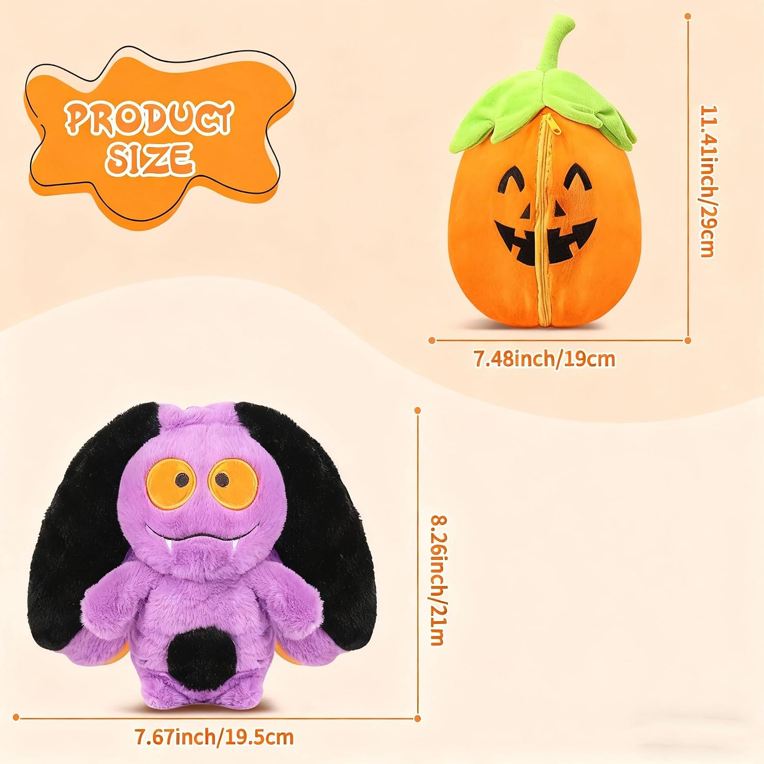 Detalle 2 de MIAODAM Bat Stuffed Animal 11" Reversible Plush 🎃 (bat plush)