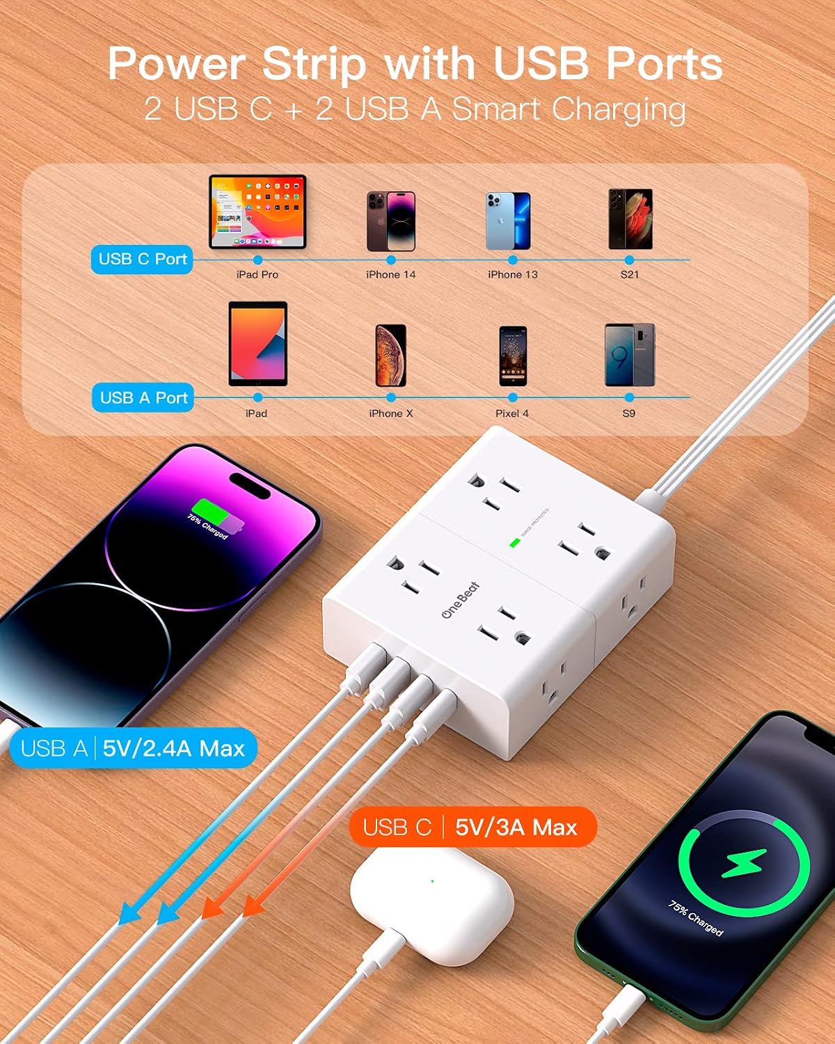 Thumbnail 4 de One Beat 10Ft Extension Cord power strip 🔌