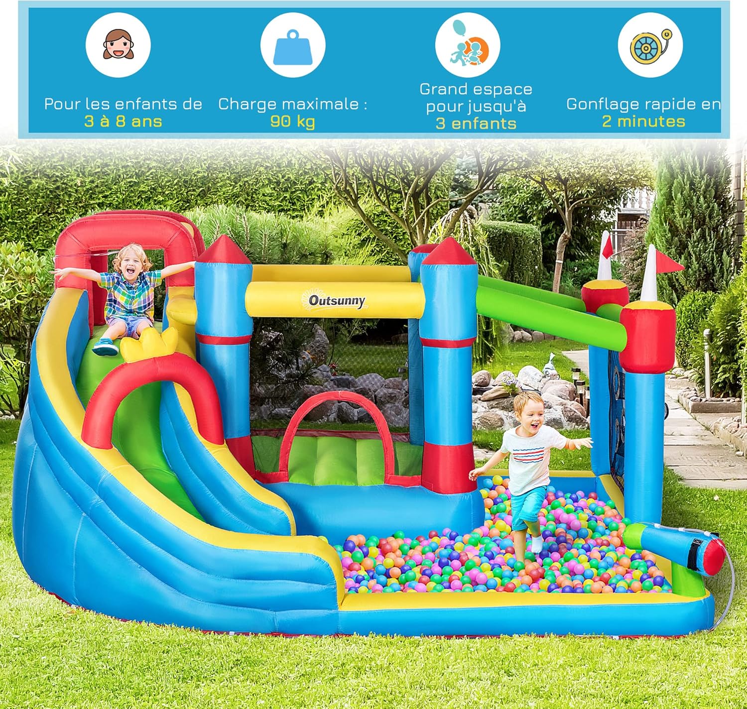 Detalle 2 de Outsunny Château Gonflable Aire de Jeux 390 x 300 x 197 cm